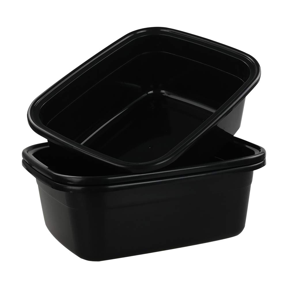 16 Quart Black Dish Tubs - 3 Pack Plastic Wash Basins for Kitchen, Laundry & Household Cleaning | Durable Multipurpose Utility Bin for Washing Dishes, Soaking Clothes & Organizing Items