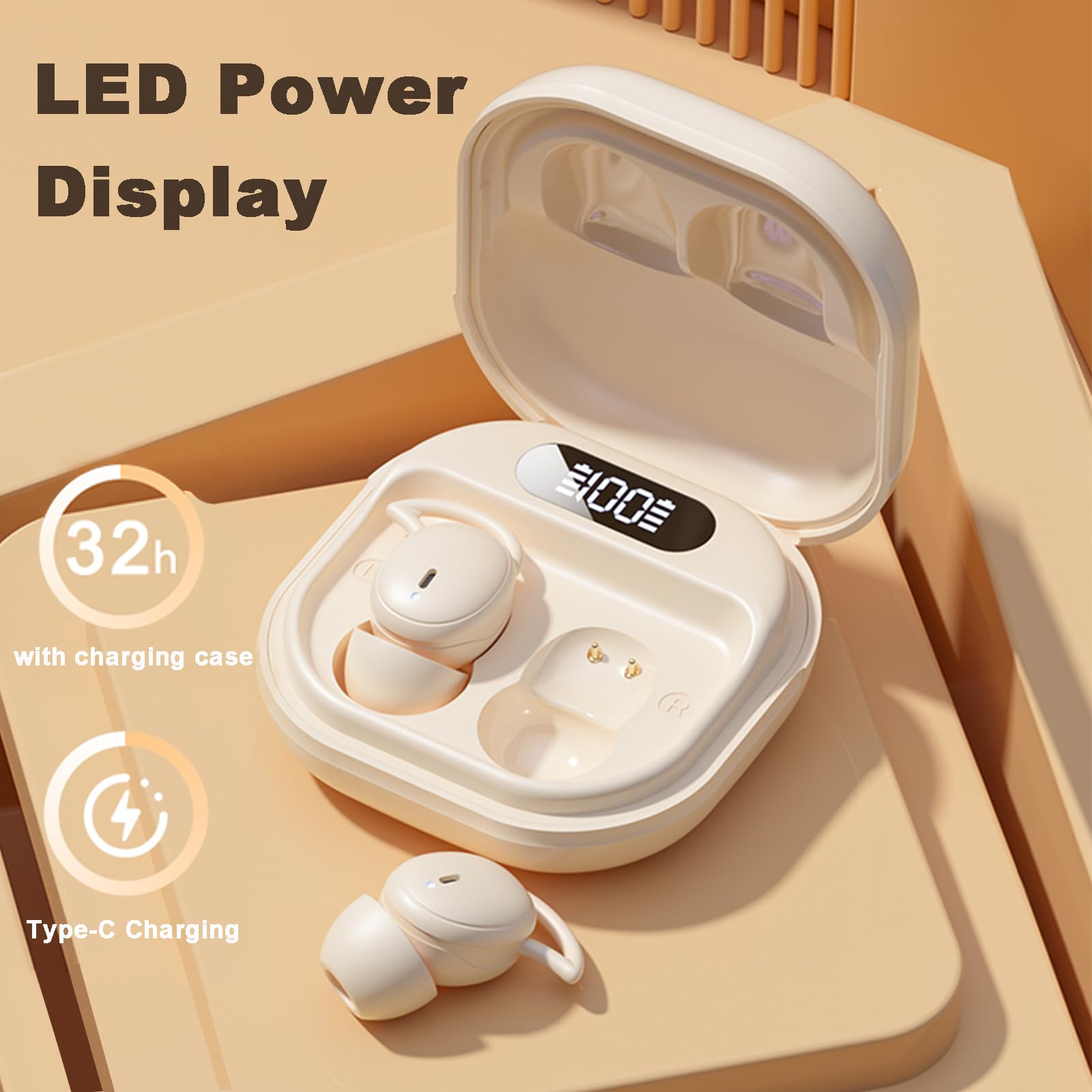 Wireless Sleep Earbuds Bluetooth 5.3 - Noise Cancelling Headphones for Side Sleepers with 32H Playback, Waterproof Small In-Ear Earphones - Perfect for Nighttime Relaxation, Travel & Meditation