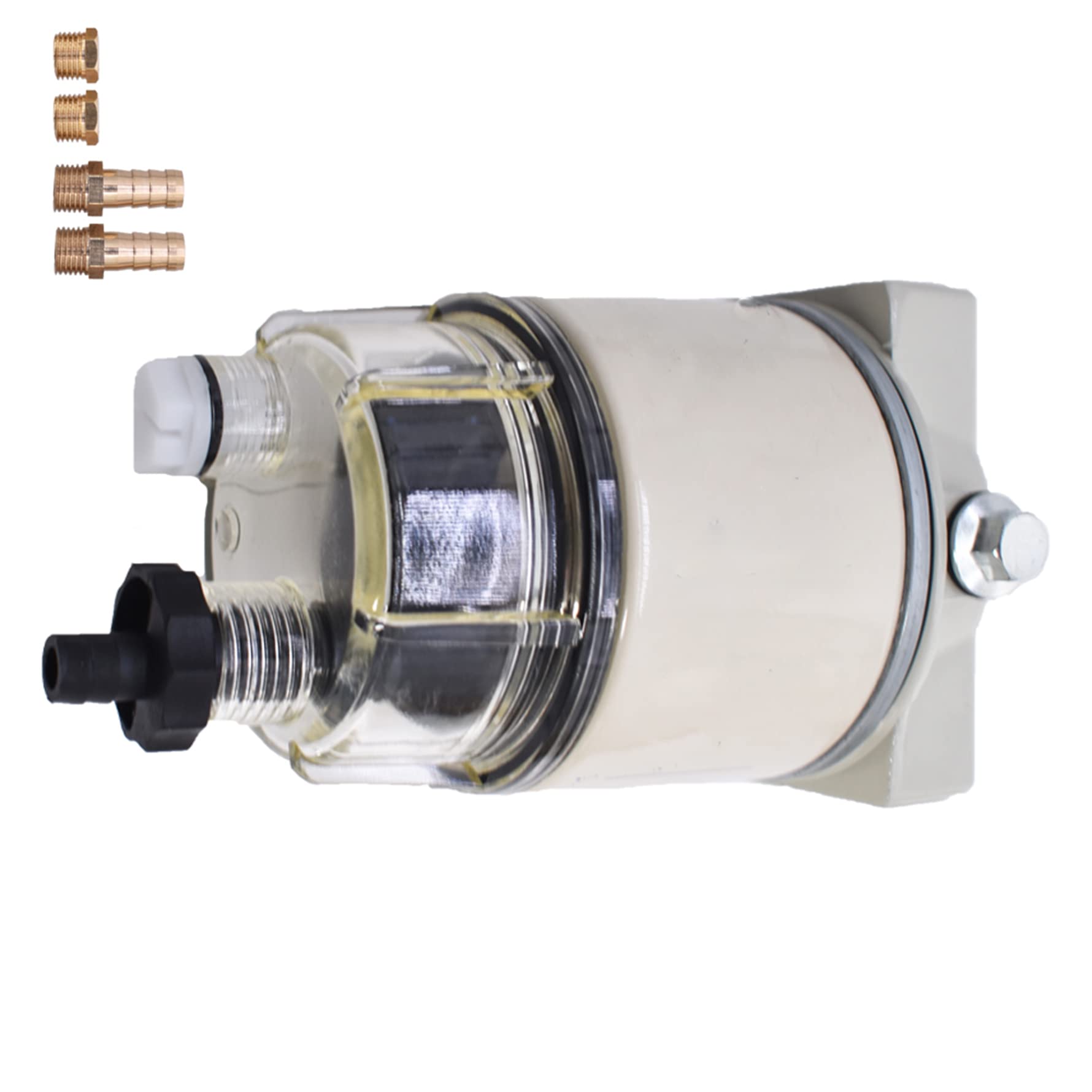 Munirater R12T Fuel Filter Water Separator 120AT NPT ZG1/4-19 with Fitting - 10 Micron Marine Diesel Engine Replacement for Racor R12T - Compatible with 3/8 Inch NPT Outboard Motors - Durable Spin-on Housing - Ideal for Automotive, Marine, and Heavy-Duty Diesel Applications