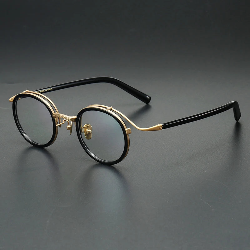 Stylish Aror Men's Full Rim Big Round Titanium Acetate Eyeglasses Frame - Lightweight & Durable for Work, Reading & Fashion (Model 92526)