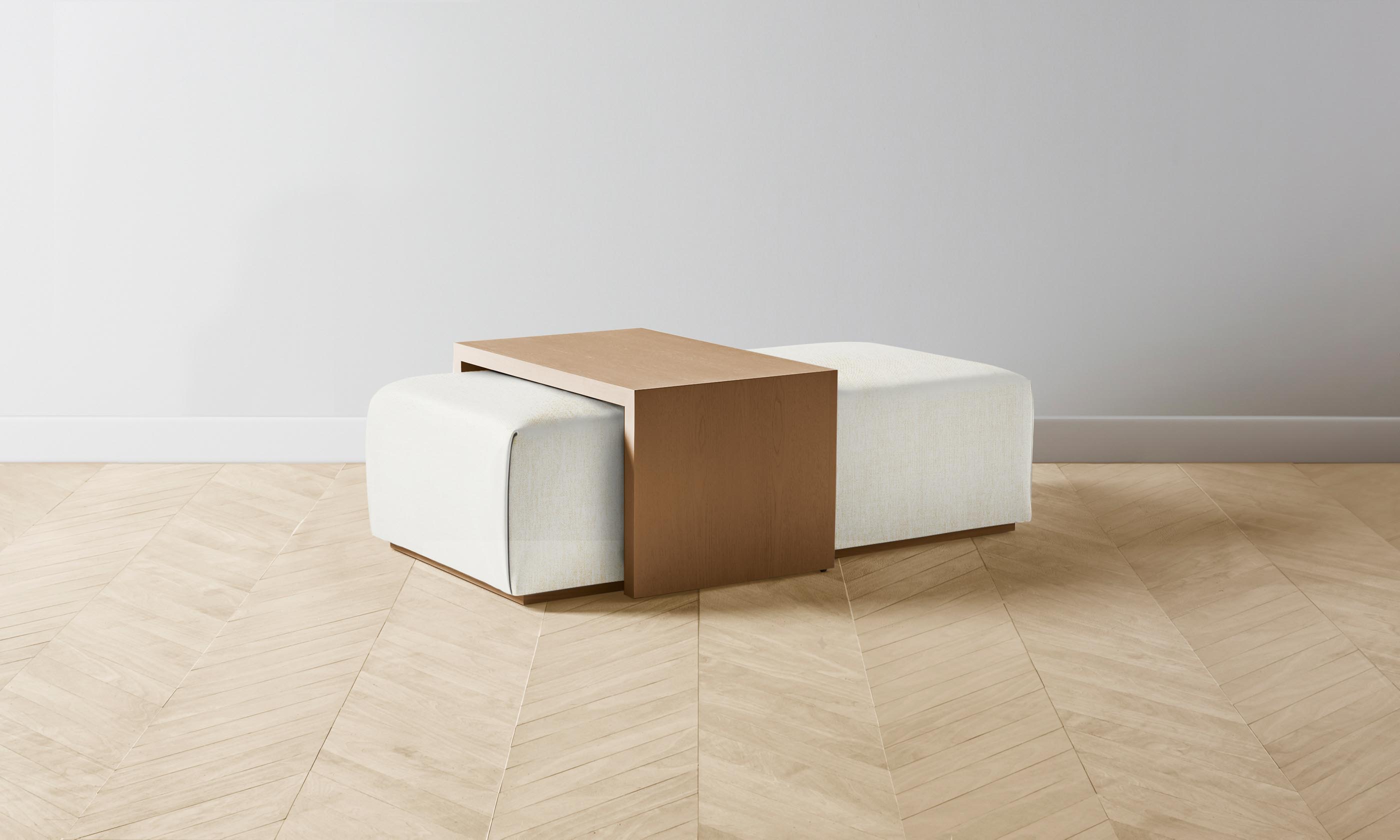 The Bowery Ottoman - Performance Tweed Salt - Stylish & Durable Footrest for Living Room, Bedroom, or Office
