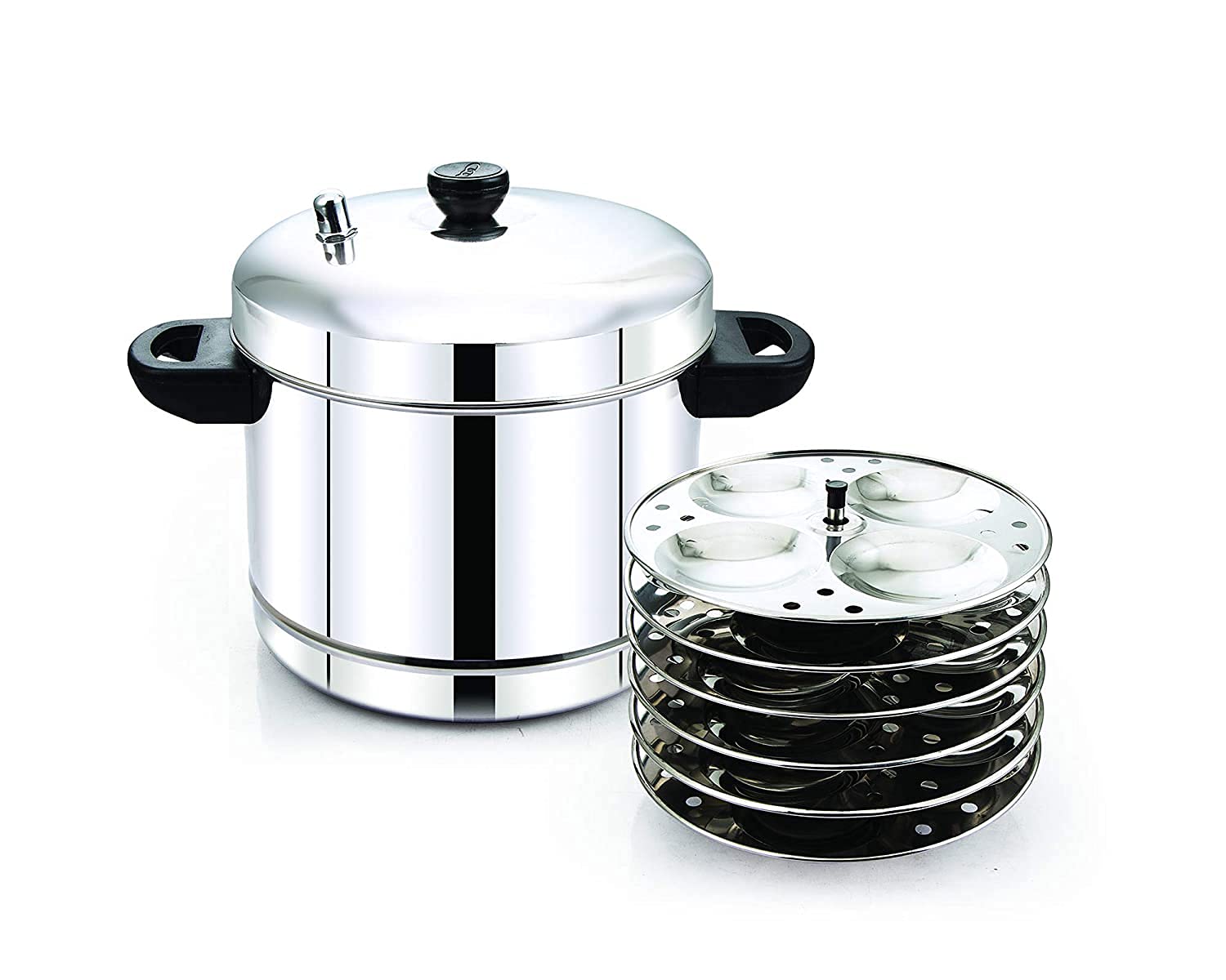 Premium Stainless Steel Idli Maker - 6 Plate Induction & Gas Stove Compatible (24 Idlis) - Perfect for South Indian Breakfast, Healthy Snacks & Vegan Cooking