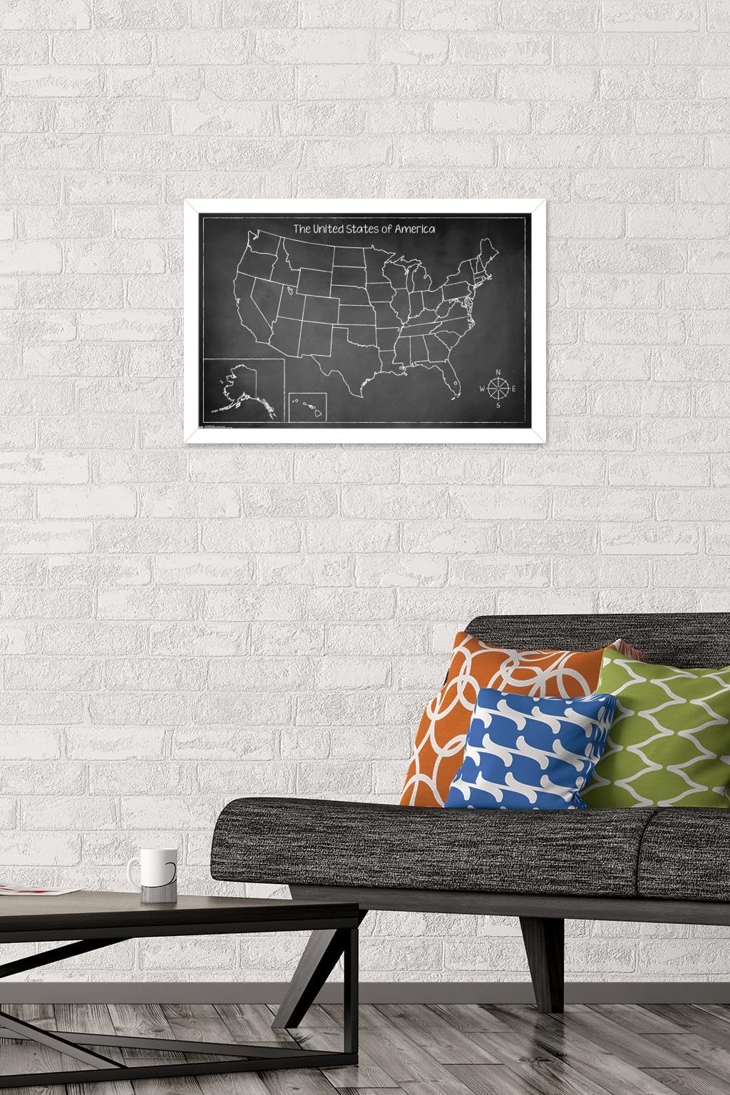 Trends International USA Chalkboard Map Wall Poster - 14.725