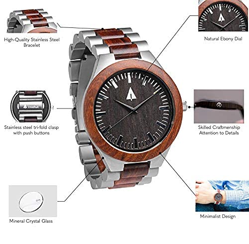 Men's Wooden Watch - Japanese Quartz Analog with Stainless Steel Clasp - for Outdoor & Office