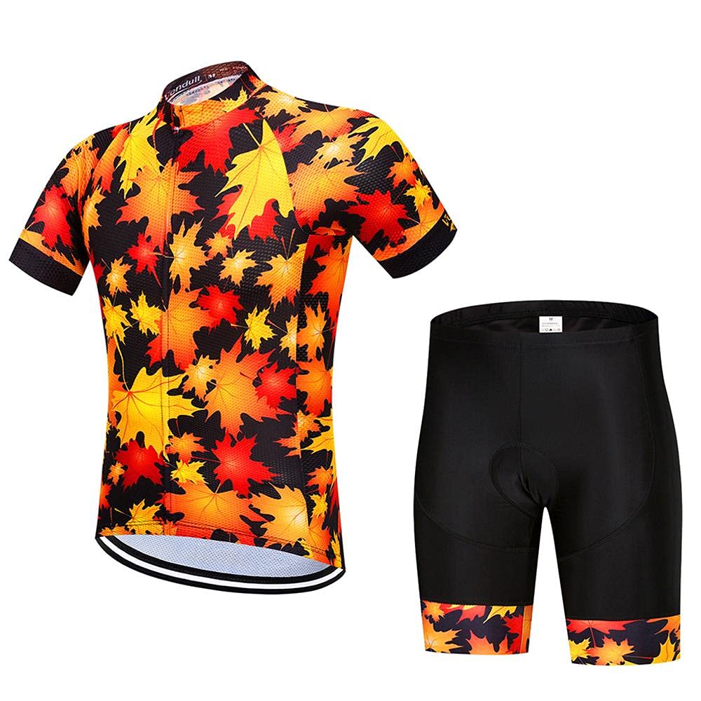 SUDUSUDO Men's Cycling Outfit - Breathable Short Sleeve Bike Jersey & 20D Gel Padded Shorts for Road Biking | Comfortable Cycling Gear for Training & Outdoor Sports