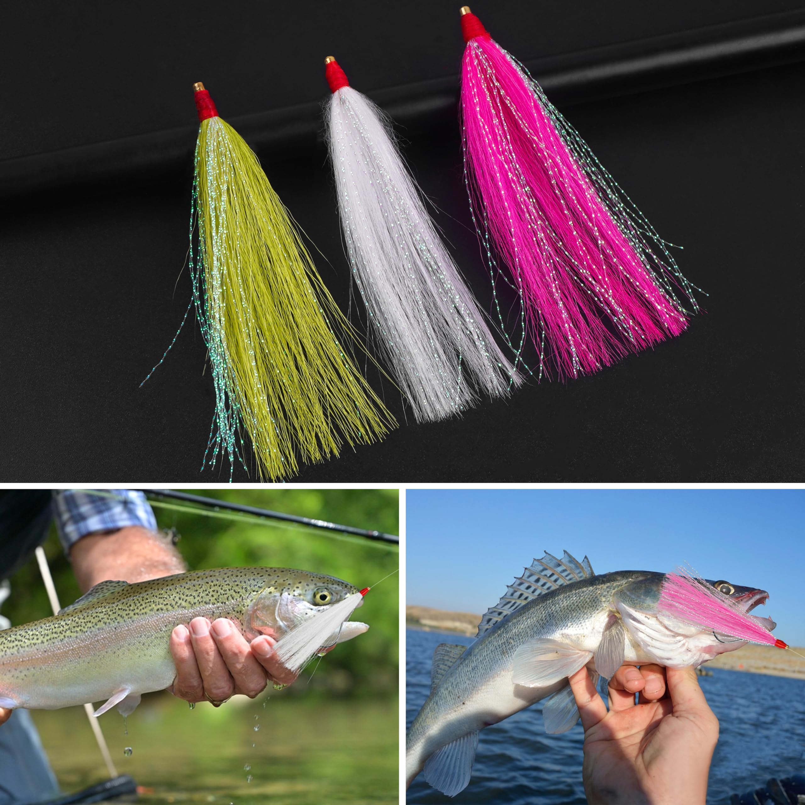 9/18pcs Saltwater Bucktail Fishing Lures with Copper Tube Teasers - Flounder Rig, Cod & Seabass Fishing Lures - Durable Saltwater Fishing Gear for Ocean & Deep Sea Fishing