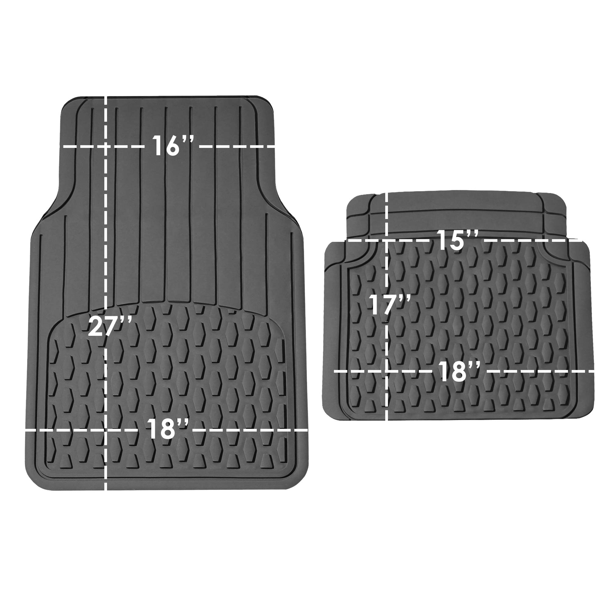 TLH 4-Piece All-Weather Car Floor Mats - Durable Vinyl, Trimmable Design, Gray Color - Perfect for SUVs, Trucks & Sedans - Waterproof & Easy to Clean