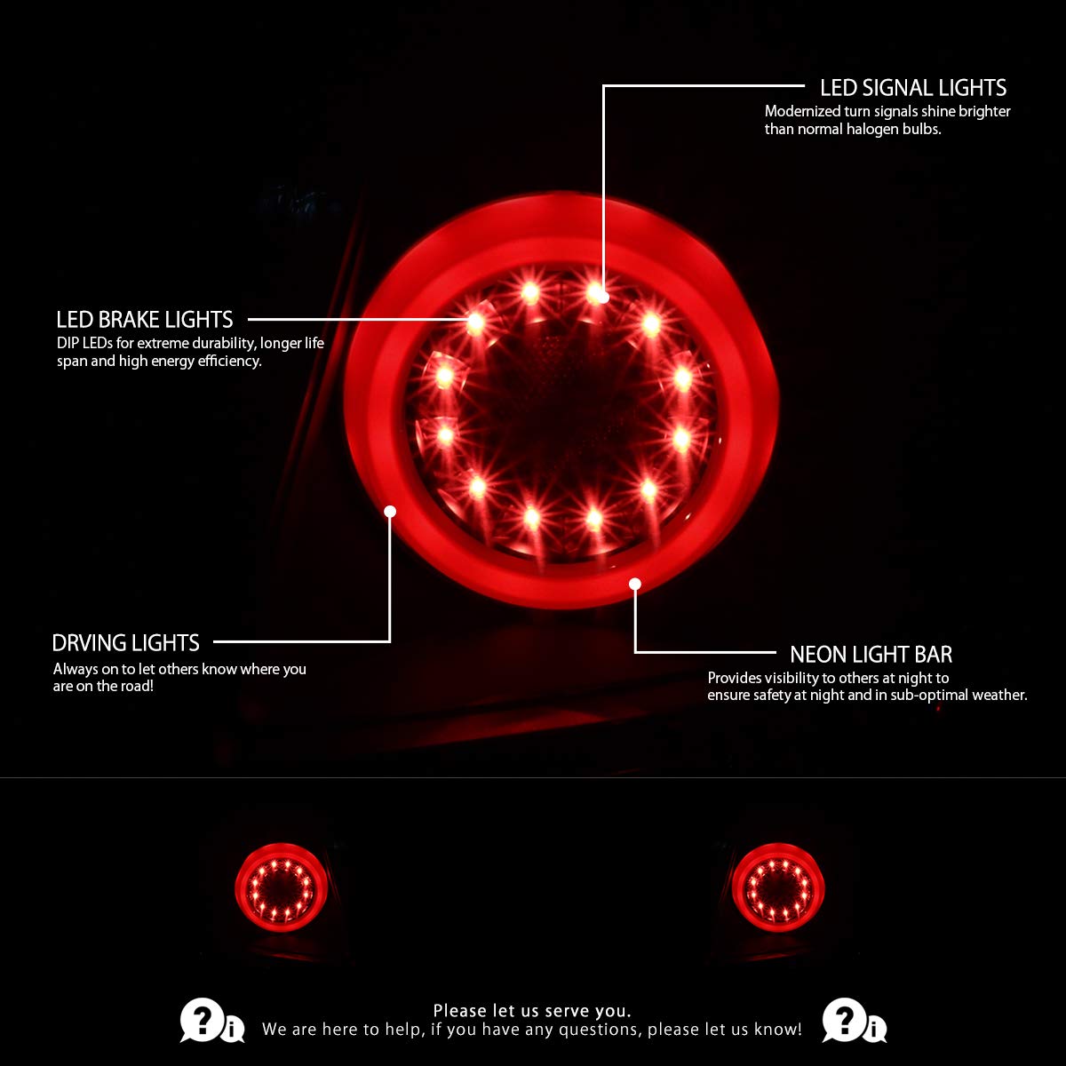 AUTOZENSATION LED Tail Lights Compatible with 2006-2013 Chevy Impala & 2014-2016 Impala Limited - Black LED Bar Design Left & Right Pair Assembly - Upgrade Your Car's Style & Visibility for Night Driving
