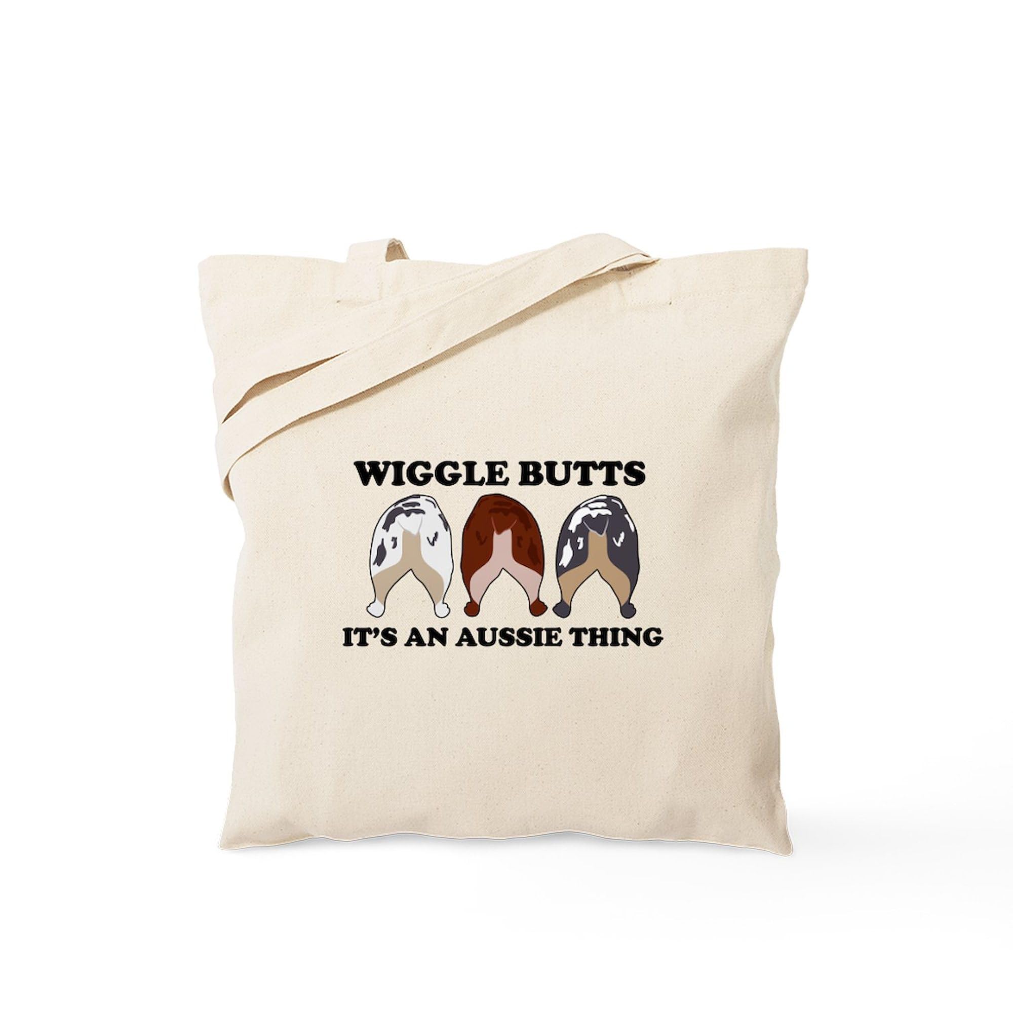 Aussie Wiggle Butts Tote Bag - Natural Canvas Reusable Shopping Bag for Groceries, Beach & Everyday Use | Eco-Friendly Cotton Carryall