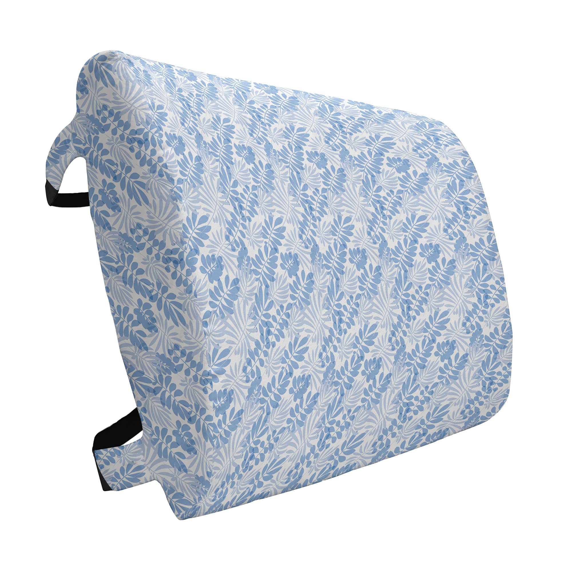 Ambesonne Blue and White Lumbar Support Pillow - Tropical Hawaiian Leaf Design - High Density Foam for Office Chair & Car Seat - 14x13 Inches - Pale Blue & White - Perfect for Home, Office & Travel Comfort