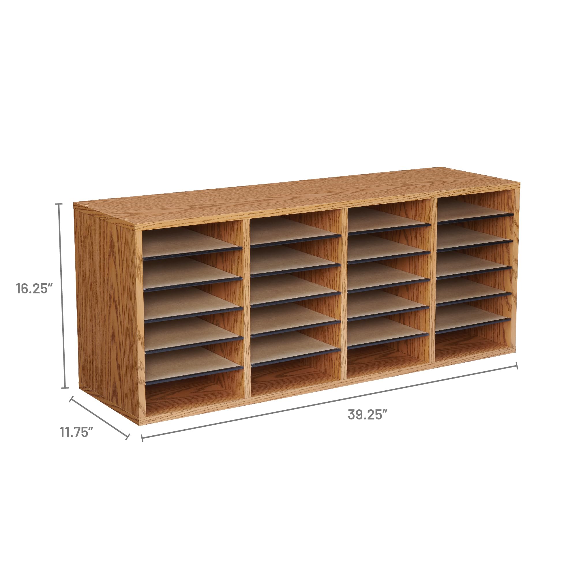 Safco Medium Oak Wooden Paper & Mail Organizer - Adjustable Shelves, Stackable Design, 32 Compartments with Drawers - Perfect for Home Office, Classroom & Workspace Organization