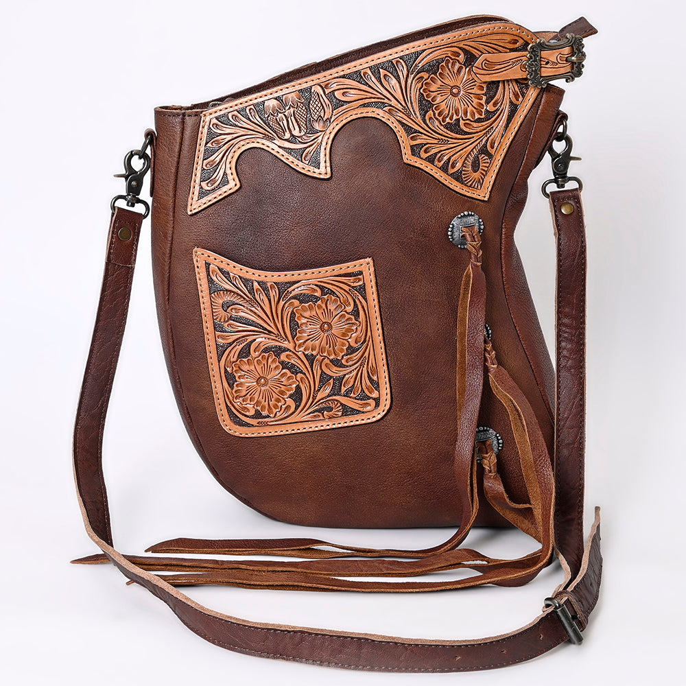 American Darling ADBG885 Genuine Leather Women's Western Handbag - Hand Tooled Leather Purse for Cowgirl Style, Rodeo Events & Country Fashion Accessories