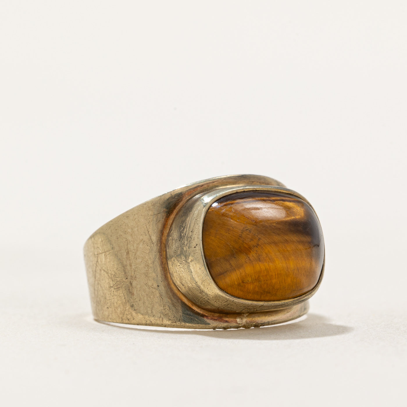 Tiger's Eye Cocktail Ring - 3.50 Carat Genuine Stone - Size 5.75 - Elegant Statement Jewelry for Women - Perfect for Evening Parties, Weddings & Special Occasions
