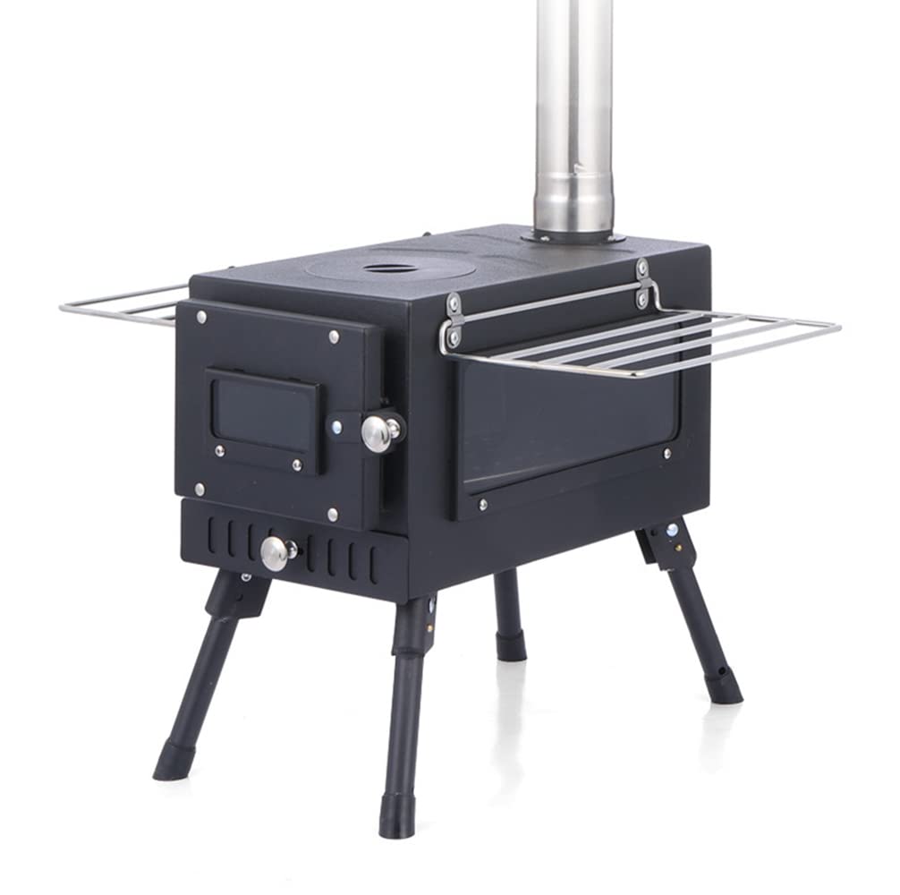 Portable Folding Wood Burning Stove with Stainless Steel Chimney - Outdoor Camping Heater for Tents, Backpacking & Survival Gear | Cold Rolled Steel Construction | Perfect for Hiking, Hunting & Emergency Heating