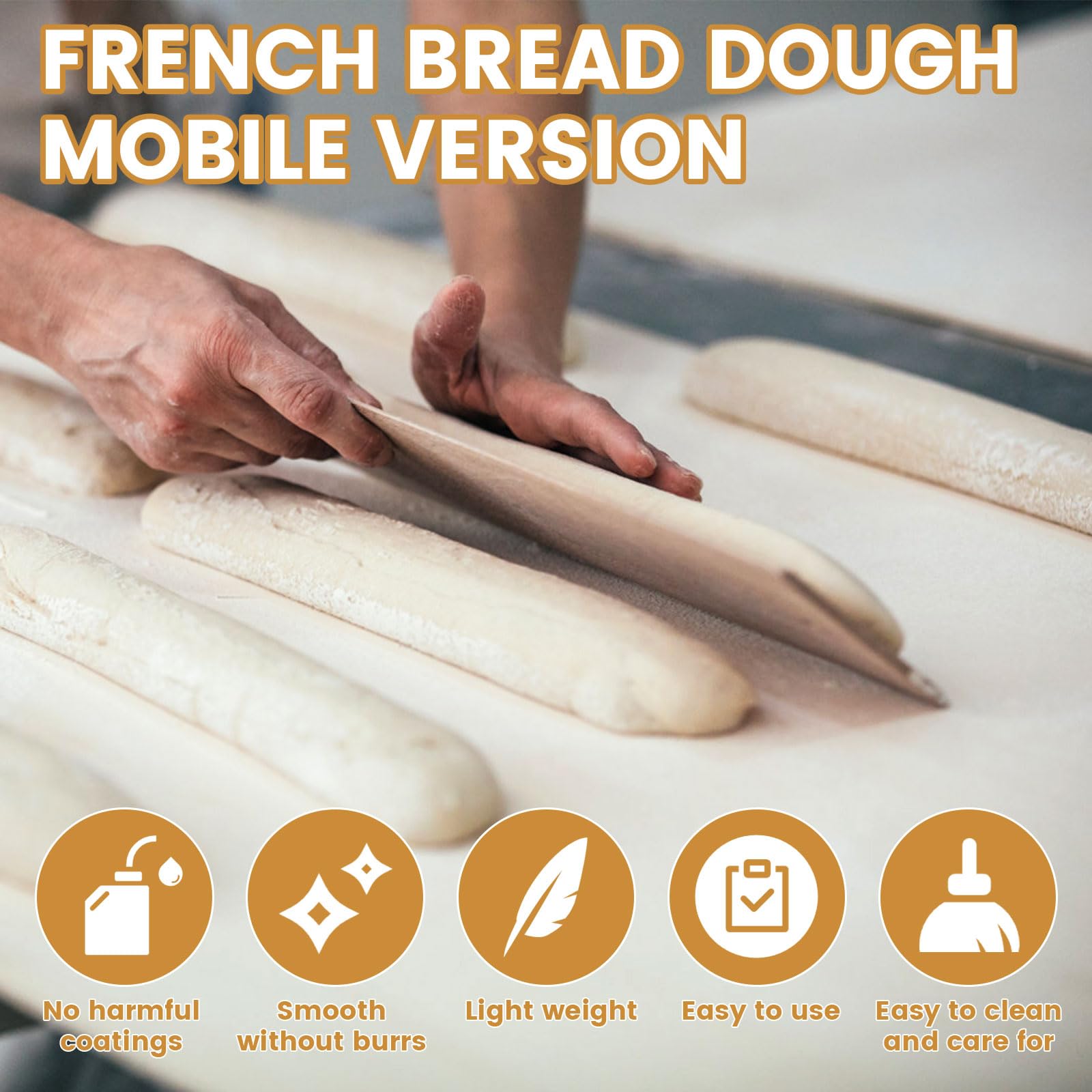 Premium Beech Wood French Bread Transfer Peel - 22.83x3.94x0.2in Rustic Baking Tool for Artisan Bread, Pizza & Pastries - Perfect for Home Bakers & Professional Kitchens
