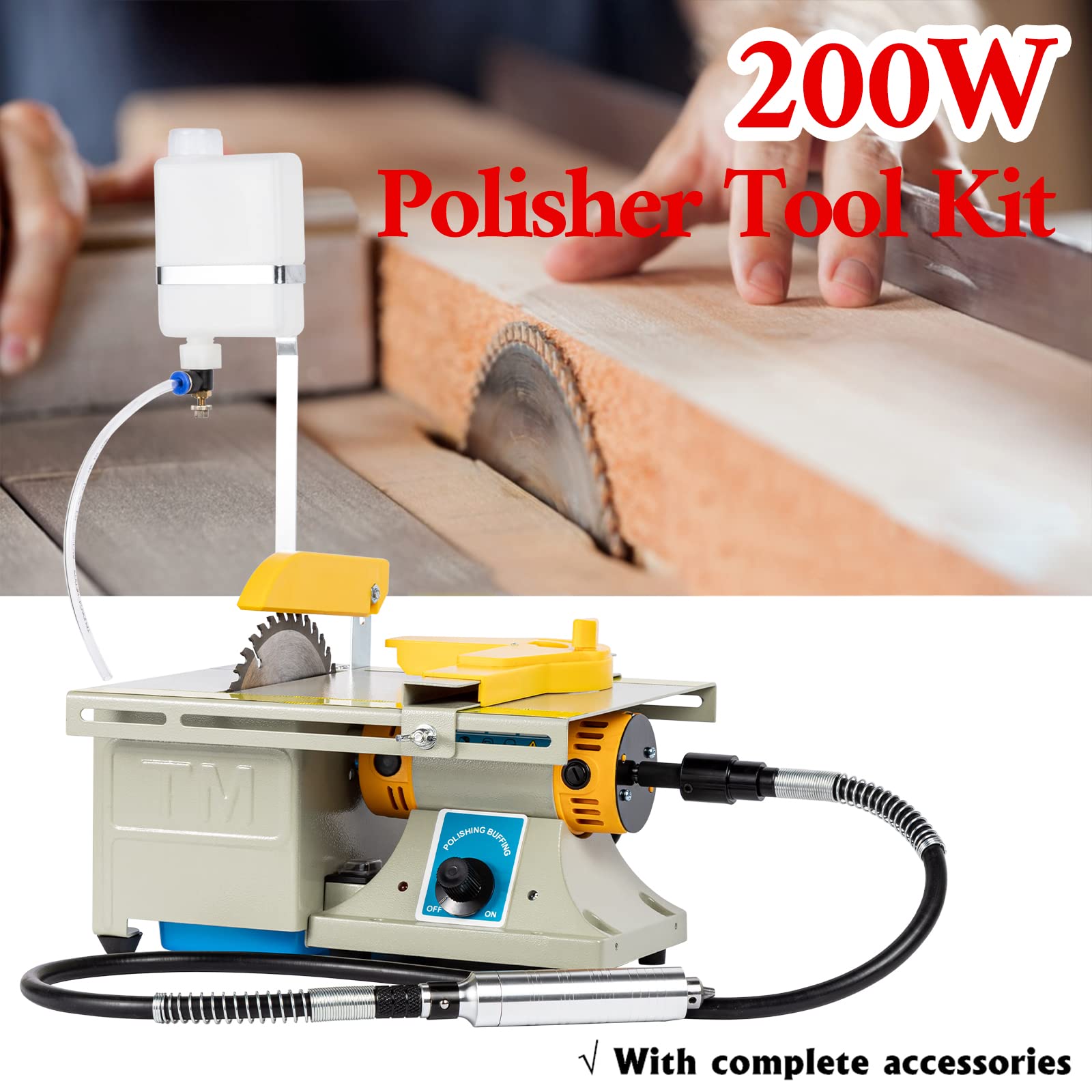 Professional 110V Mini Jewelry Lapidary Saw - DIY Rock Cutting & Polishing Machine with Flexible Shaft, 0-10000 RPM Benchtop Grinder for Gemstones, Left-Handed Use - Perfect for Jewelry Making, Stone Carving & Craft Projects