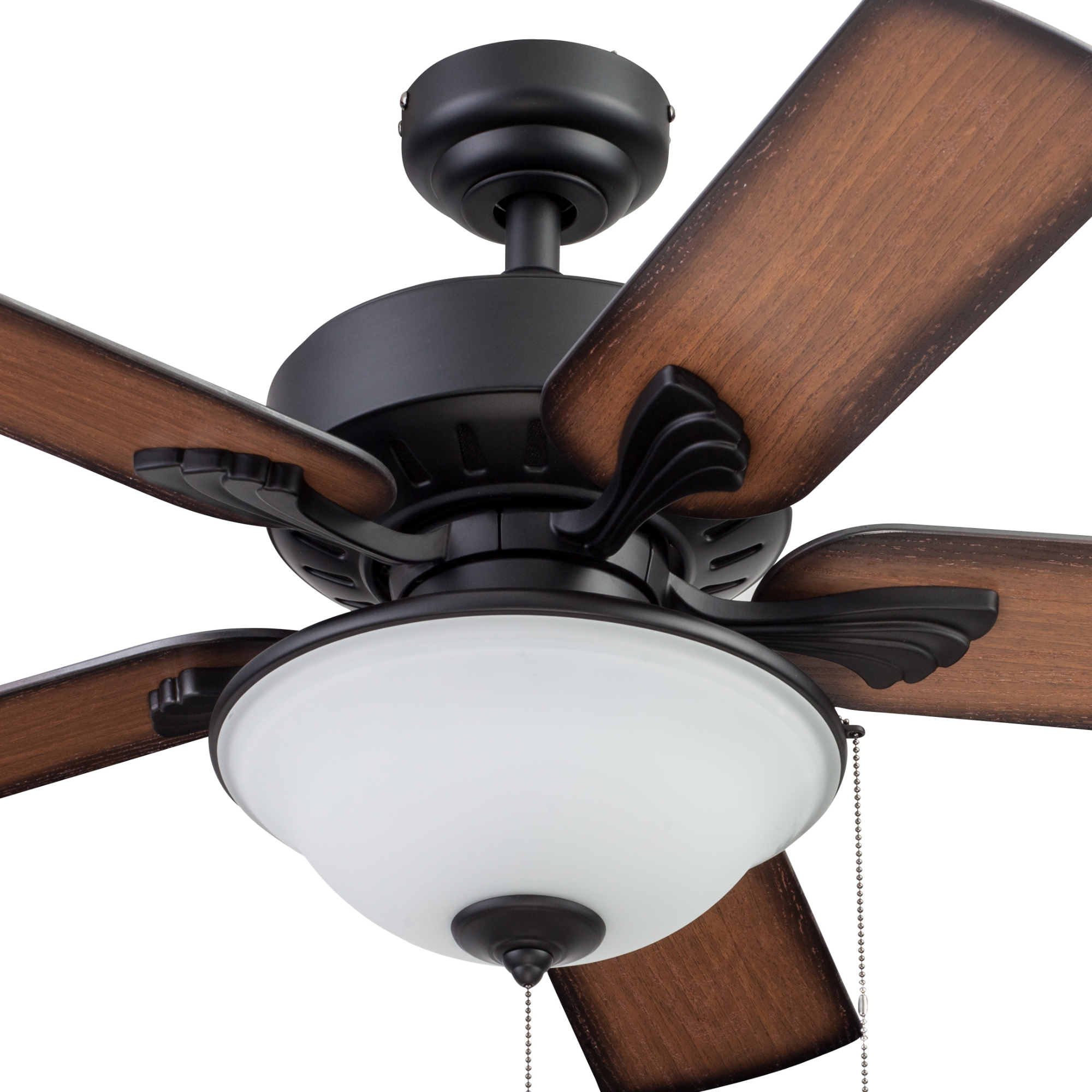 42 Inch Matte Black Viretta Ceiling Fan with Pull Chain - Indoor/Outdoor Use for Living Room, Bedroom, Patio & Covered Porch