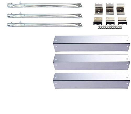 Chargriller 5050 3001 3008 3030 4000 Replacement Kit - Stainless Steel Burners, Heat Plates & Hanger Brackets (SBE051-SPE051-3) - Compatible with Gas Grills for Outdoor BBQ, Backyard Cooking & Patio Parties