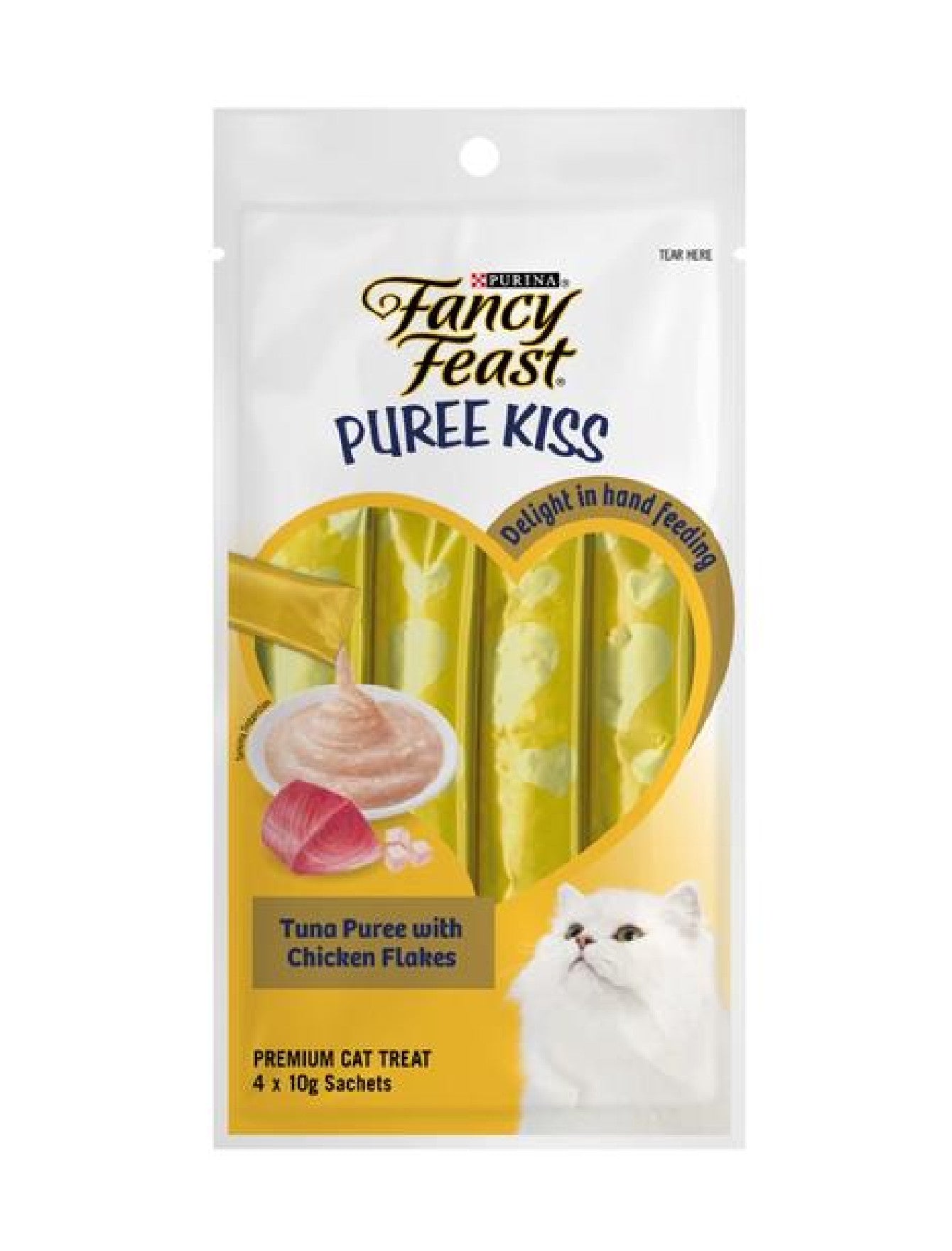 Fancy Feast Puree Kiss Tuna Puree with Chicken Flakes Cat Treats 40g - Delicious Wet Cat Food Topper for Picky Eaters, Senior Cats & Kittens - Perfect for Mealtime Enhancement & Training Rewards