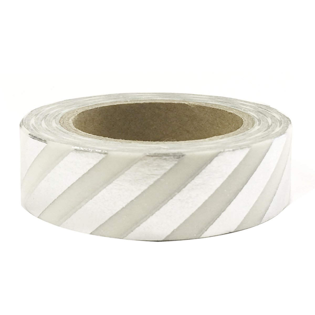 Allydrew Decorative Washi Masking Tape - Shiny Silver Stripes for Scrapbooking, Journaling, Gift Wrapping & DIY Crafts