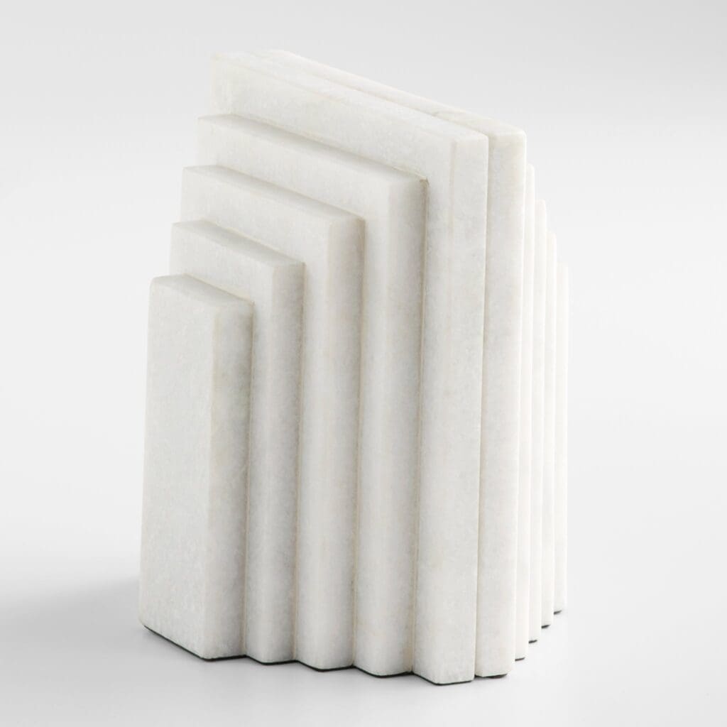 Cyan Design 11653 Epilogue Bookends - White | Heavy Duty Book Holders for Shelves, Stylish Home Office & Library Decor