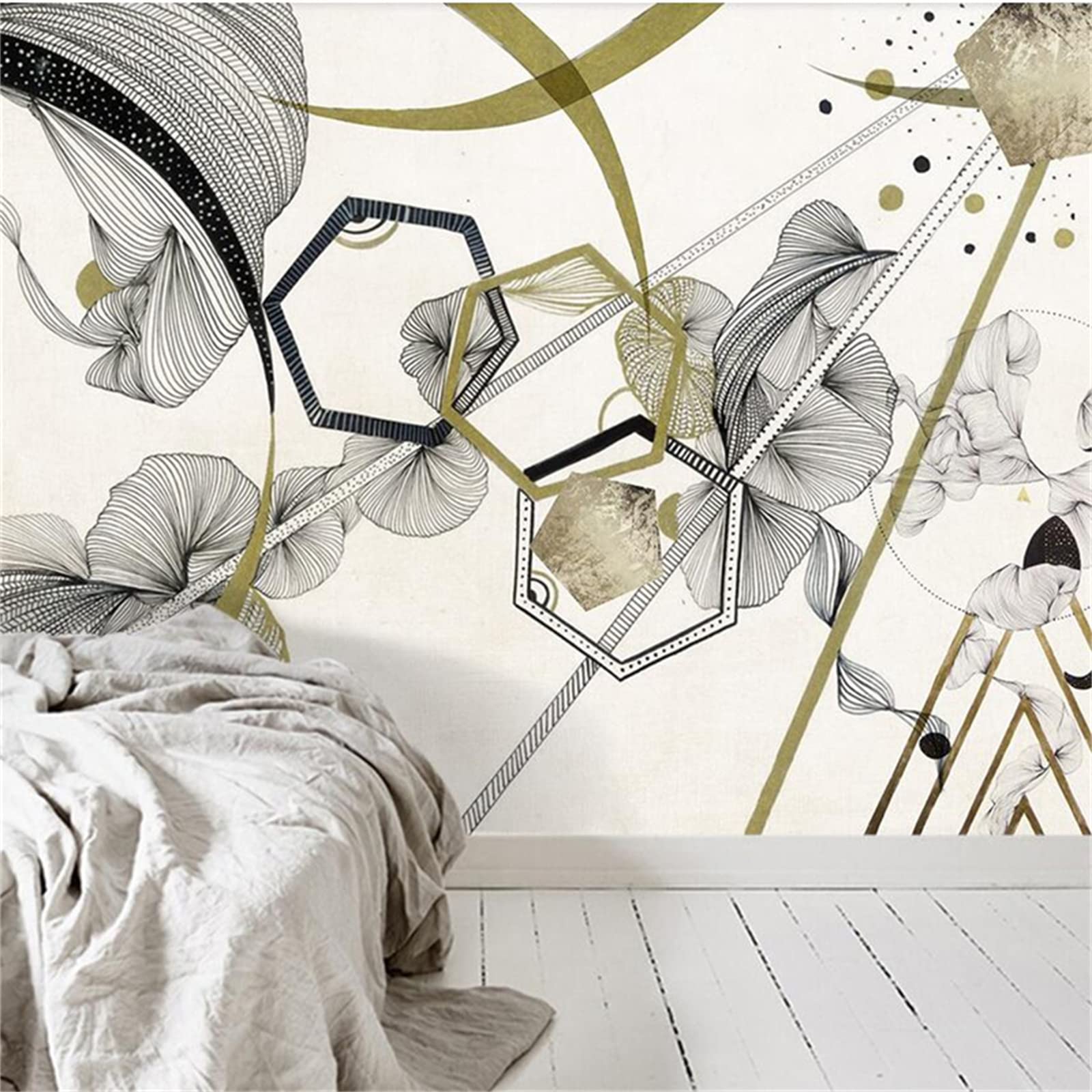 Abstract Geometric Wall Mural - 3D Non-Adhesive Wallpaper with Clear Images & Strong Adhesion (169.3