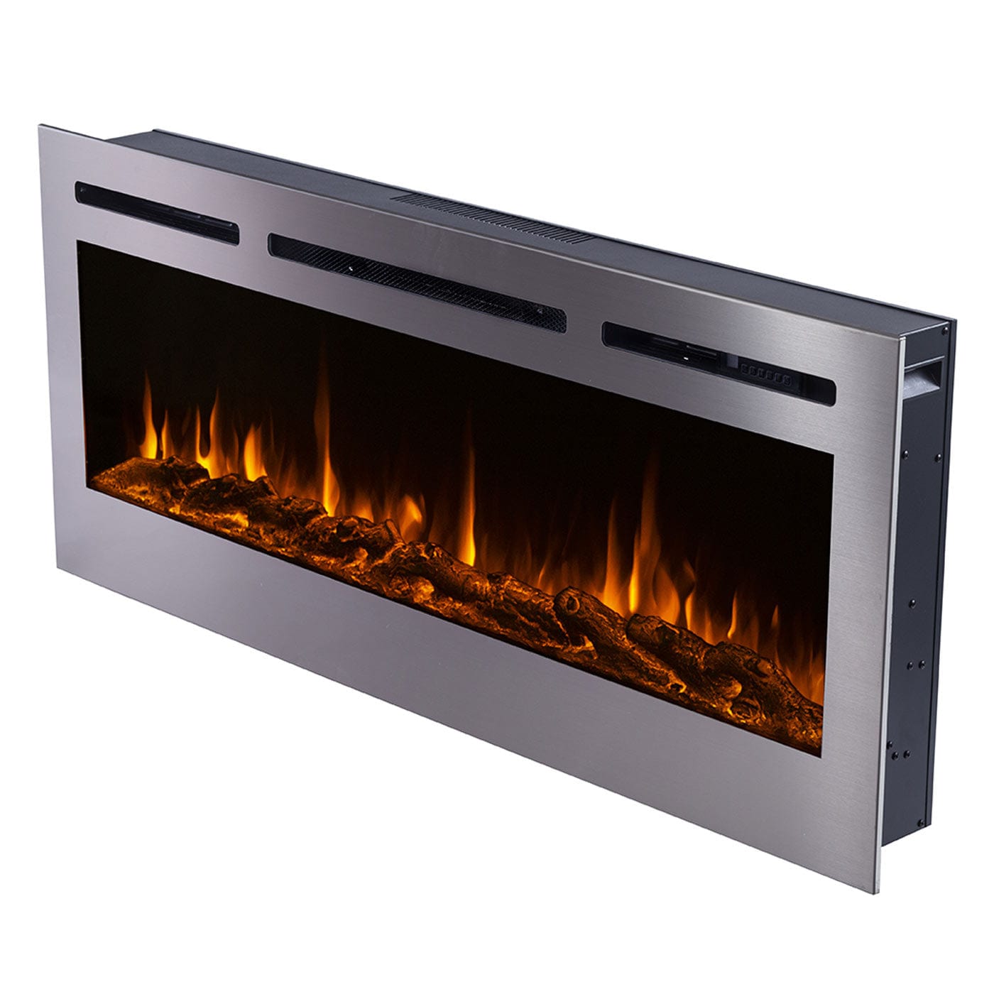Sideline Deluxe 50 Inch Recessed Smart Electric Fireplace - Stainless Steel, WiFi & Remote Control - Perfect for Living Room, Bedroom & Office (Model 86273)