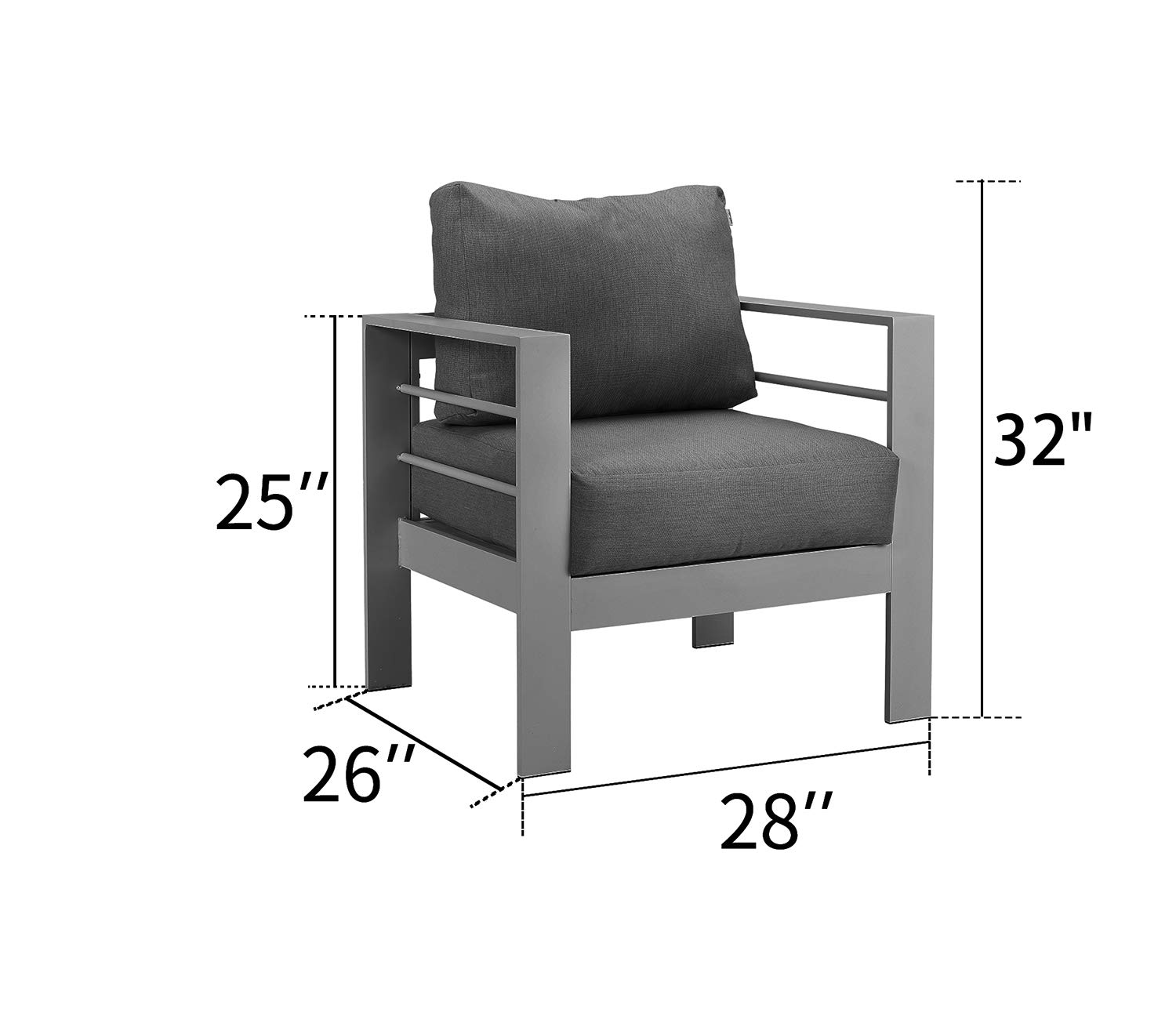 2-Piece Solaste All-Weather Aluminum Patio Furniture Set - Modern Outdoor Metal Armchairs with Cushions (Grey) - Perfect for Garden, Poolside & Backyard Relaxation