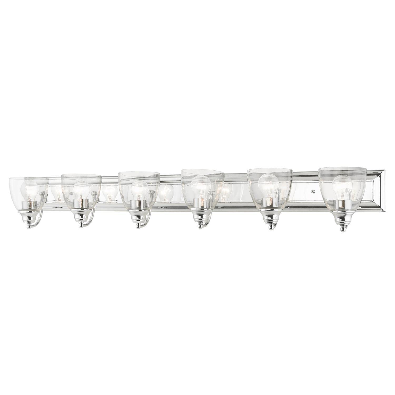 Livex Lighting 17076-05 Birmingham Collection 6-Light Bathroom Vanity Fixture - Clear Glass Shades & Polished Chrome Finish - Perfect for Modern Bathrooms, Powder Rooms & Dressing Areas