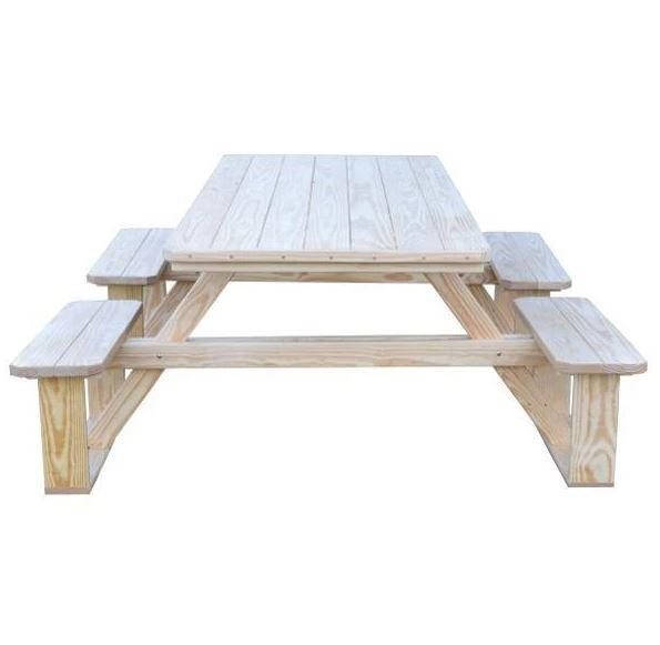 A & L Furniture 8 Foot Walk In Dining Table with Free 2 Umbrella Holes - Perfect for Outdoor Patio, Backyard, and Poolside Gatherings