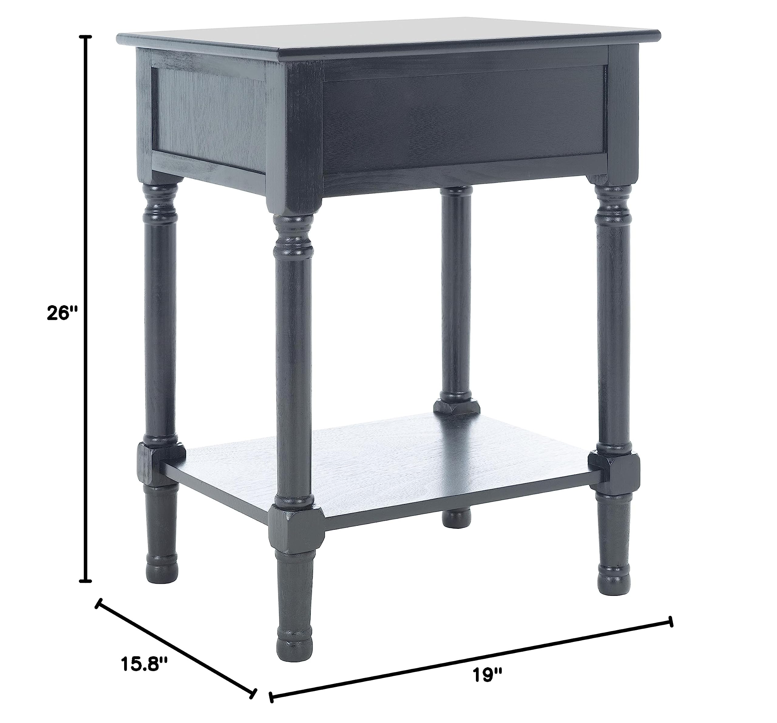 SAFAVIEH Tate Black 1-Drawer Nightstand with Lower Shelf - Modern Accent Table for Living Room, Bedroom, Entryway & Foyer - Perfect for Storage & Display (ACC5714B)