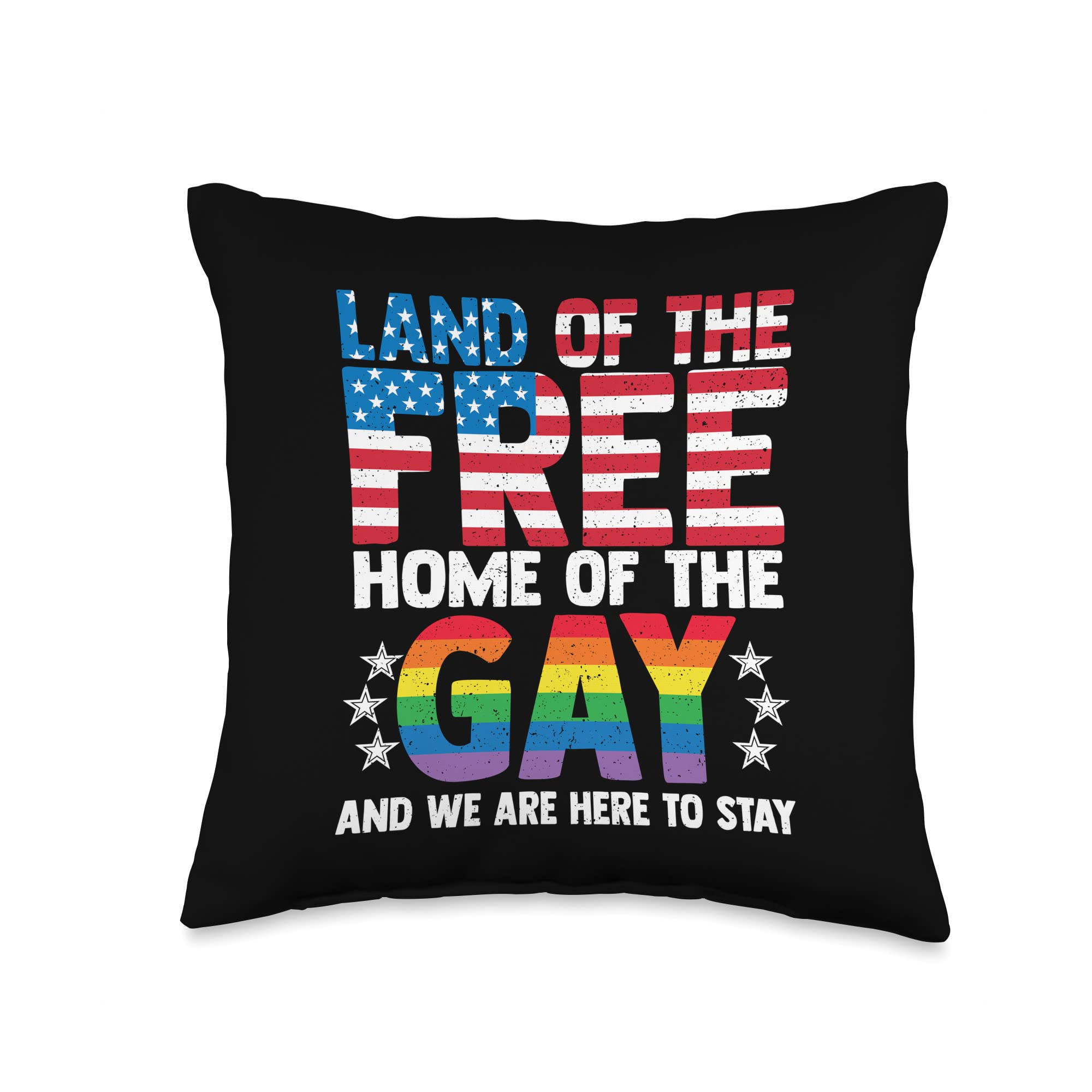 Patriotic LGBT Pride Throw Pillow - 16x16 Inch Multicolor Rainbow Cushion for Home Decor, Sofa, Bedroom & LGBTQ Support