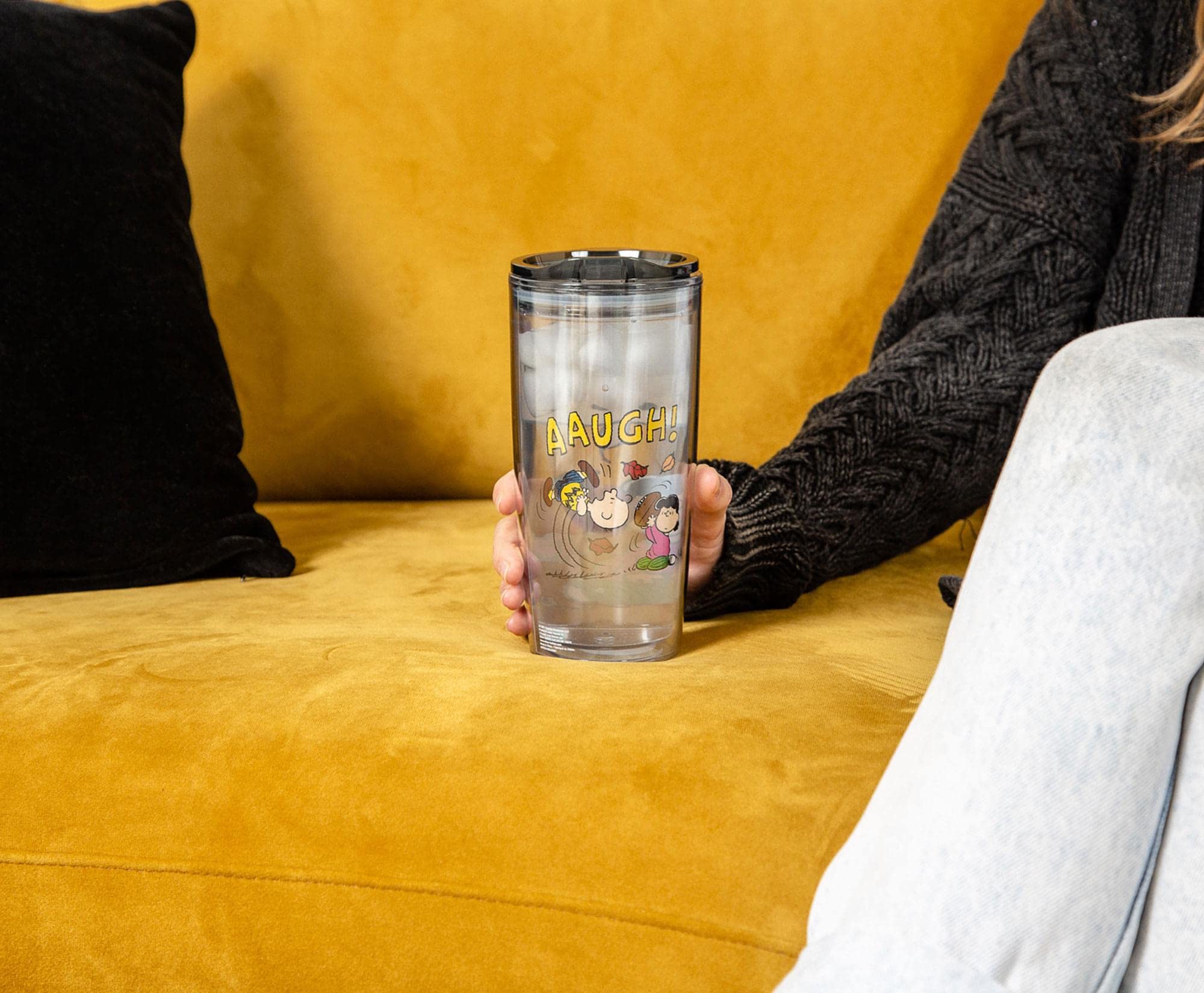Silver Buffalo Peanuts Charlie Brown & Lucy 20oz Double Wall Insulated Travel Tumbler with Slide Close Lid - Perfect for Coffee, Tea & Cold Drinks at Home, Office or On-The-Go