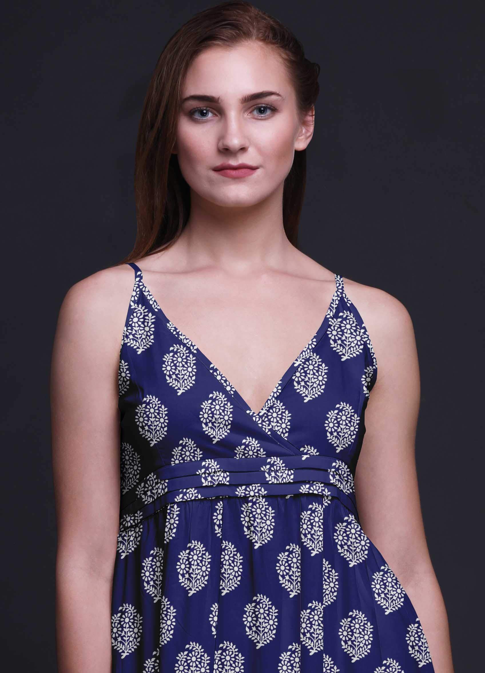Bimba Women's Printed Sleeveless Bohemian Maxi Dress - Strappy Summer Beach Cover Up for Vacation, Pool Party & Tropical Getaway