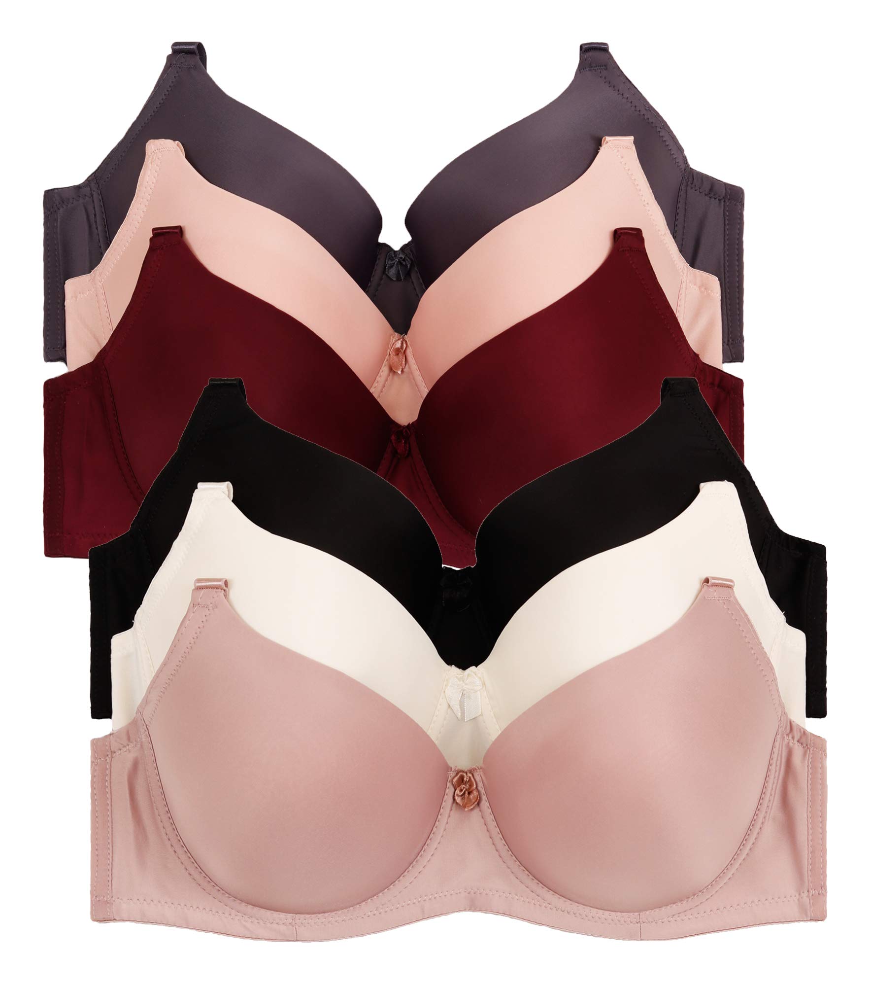2ND DATE Women's D & DD Cup Bras (6-Pack) - Comfortable & Supportive Everyday Wear for Work, Gym & Casual Outfits