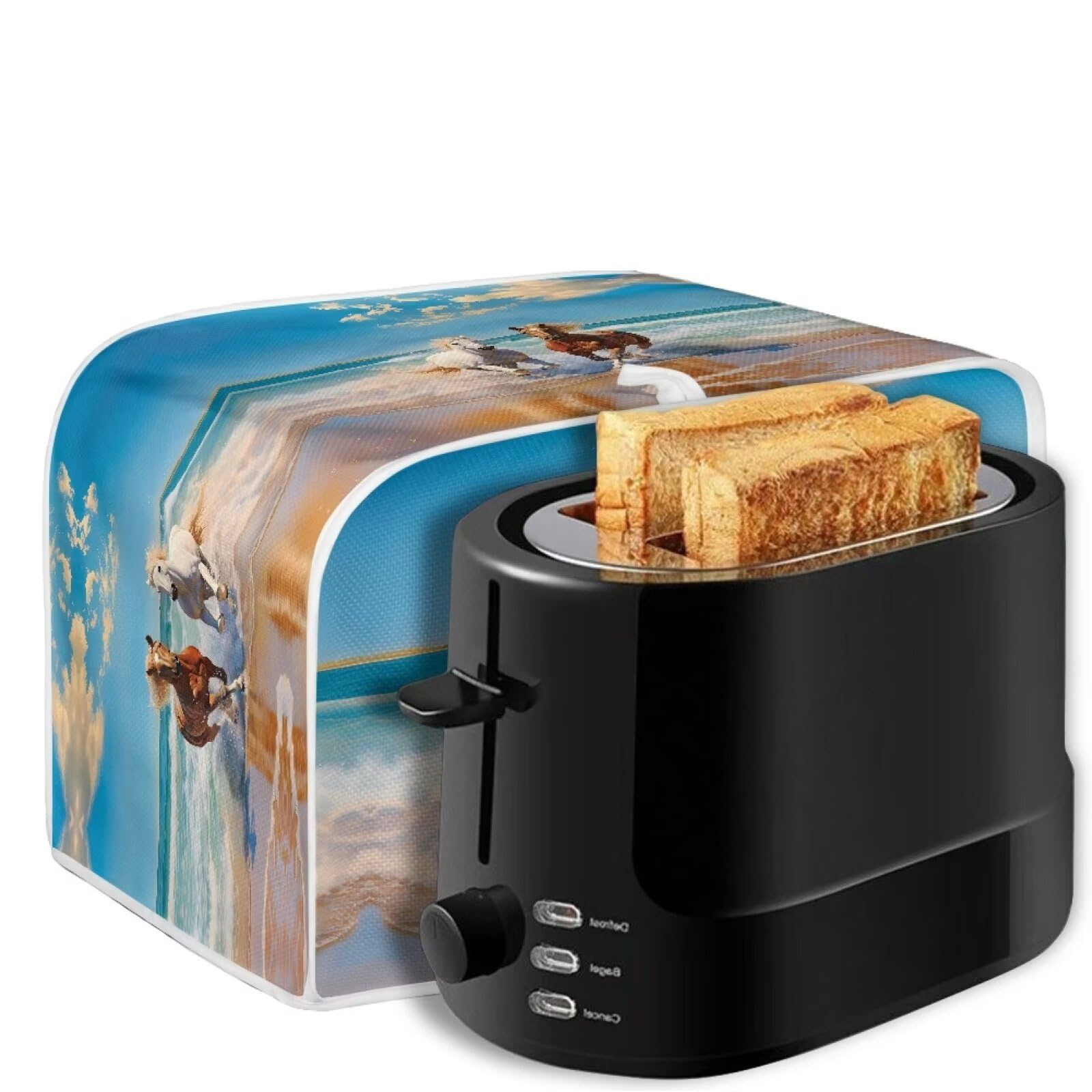 4-Slice Toaster Cover - Horse Print Dust Protector for Kitchen, Durable & Fingerprint-Resistant - Perfect for Microwave Oven, Bakeware & Small Appliance Protection (Ideal for Country Kitchen Decor & Gift)