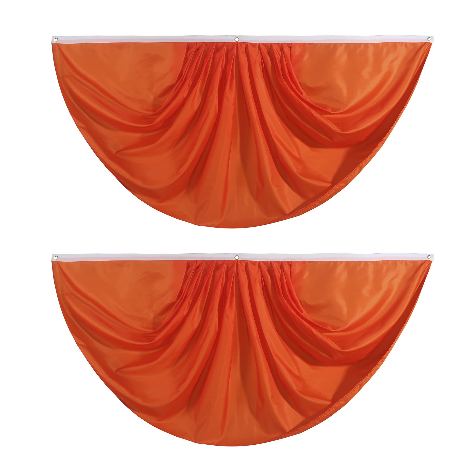 Orange Pure Solid Color Pleated Fan Flag Bunting 3x6 Ft - 2 Pack Indoor/Outdoor Patriotic Decor for Front Porch, Parties, Holidays & Celebrations | Perfect for 4th of July, Memorial Day & DIY Home Decor