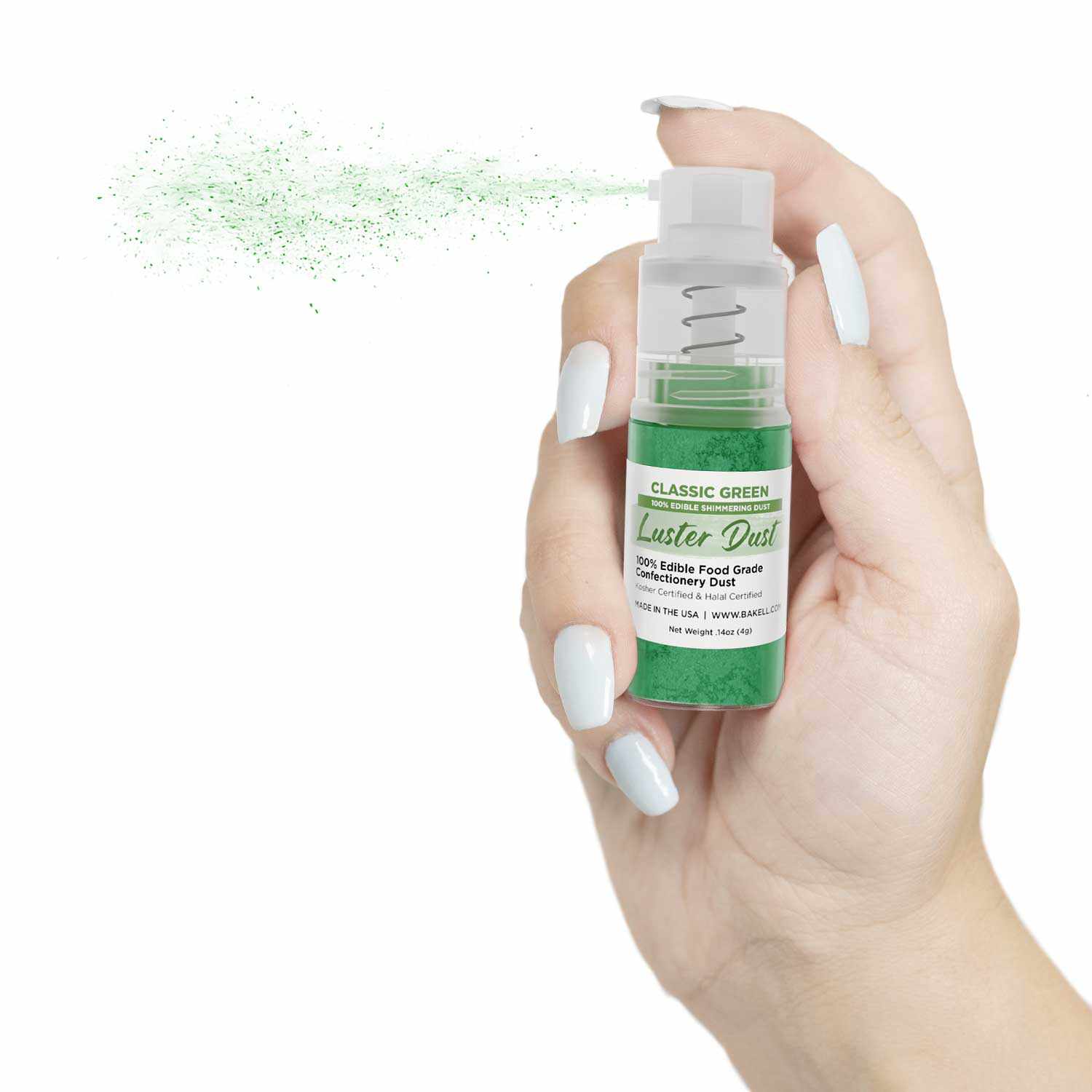 Classic Green Luster Dust 4g Mini Pump - Edible Cake Decorating Powder for Baking, Cupcakes & Fondant - Perfect for Wedding Cakes, Birthday Parties & DIY Desserts