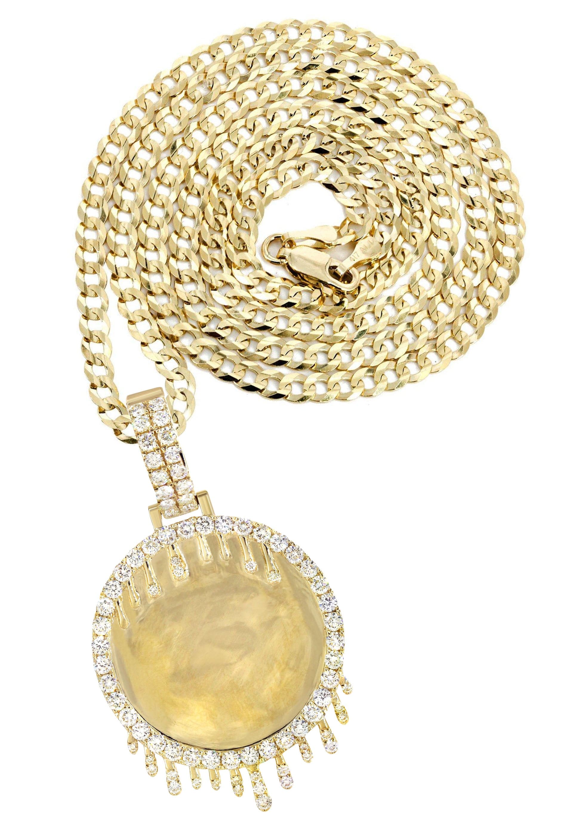 14K Yellow Gold Diamond Round Drip Pendant Necklace - 2.5 Carats, 21.9 Grams | Elegant Jewelry Gift for Women, Perfect for Weddings, Anniversaries & Special Occasions