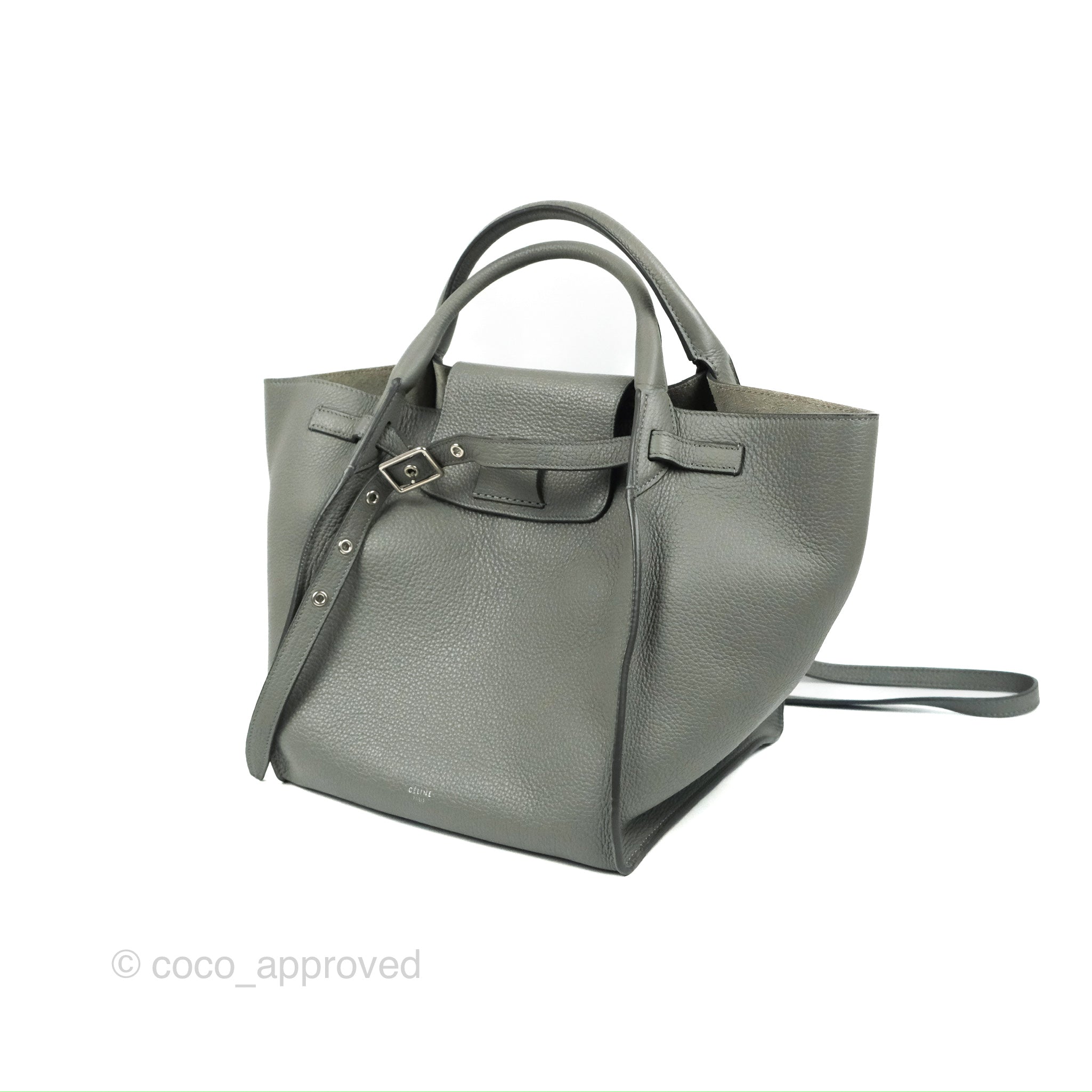 Celine Small Big Bag in Grey Supple Grained Leather with Silver Hardware - Perfect for Work, Travel & Everyday Luxury
