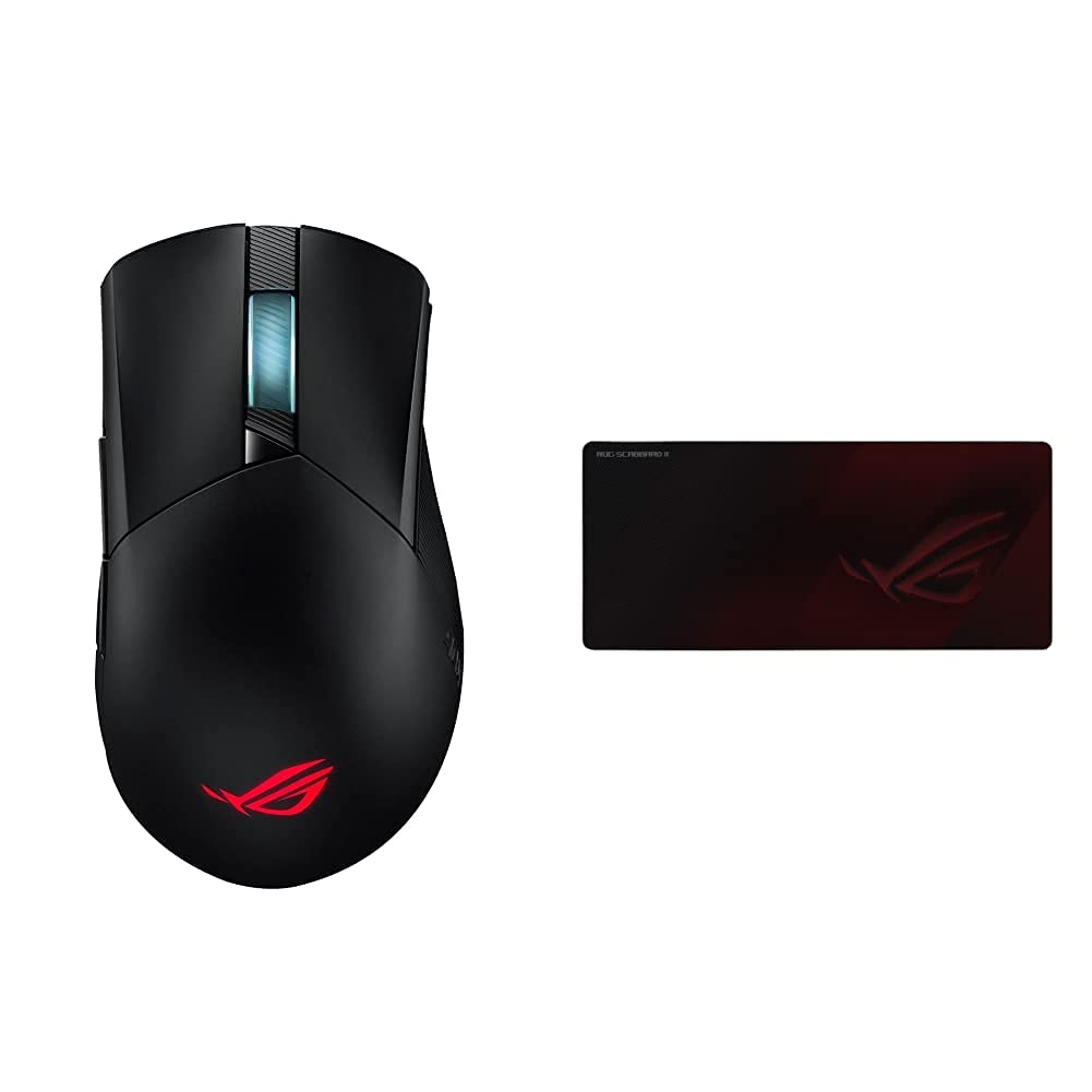 ASUS ROG Gladius III Wireless Gaming Mouse with 19,000 DPI & ROG Scabbard II XXL Gaming Mouse Pad - Perfect for FPS, MOBA, and PC Gaming Setup
