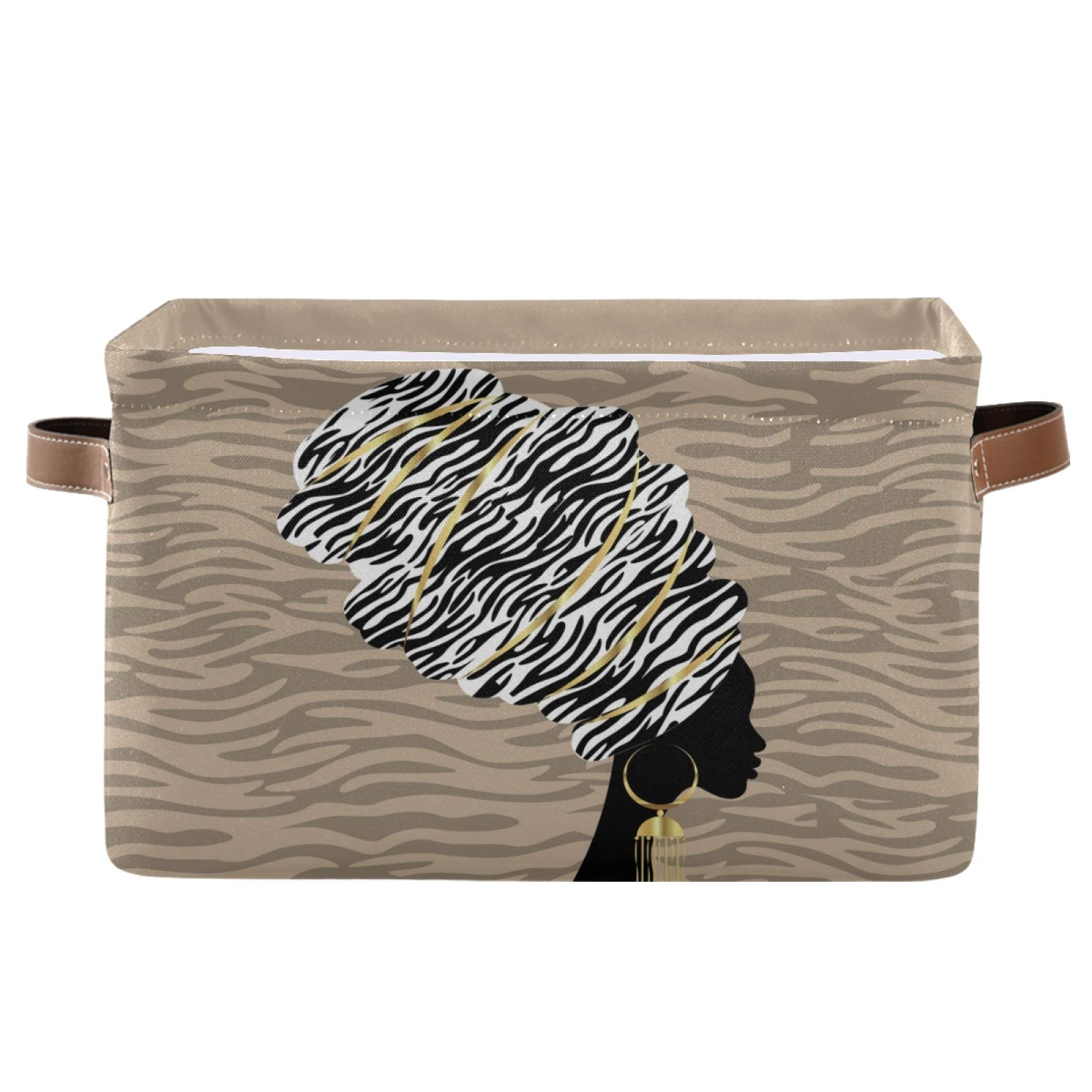 ALAZA Foldable Storage Bins with Zebra Print - Closet Organizer for Bedroom, Nursery, Toys & Books | Space-Saving Storage Solution for Home Organization