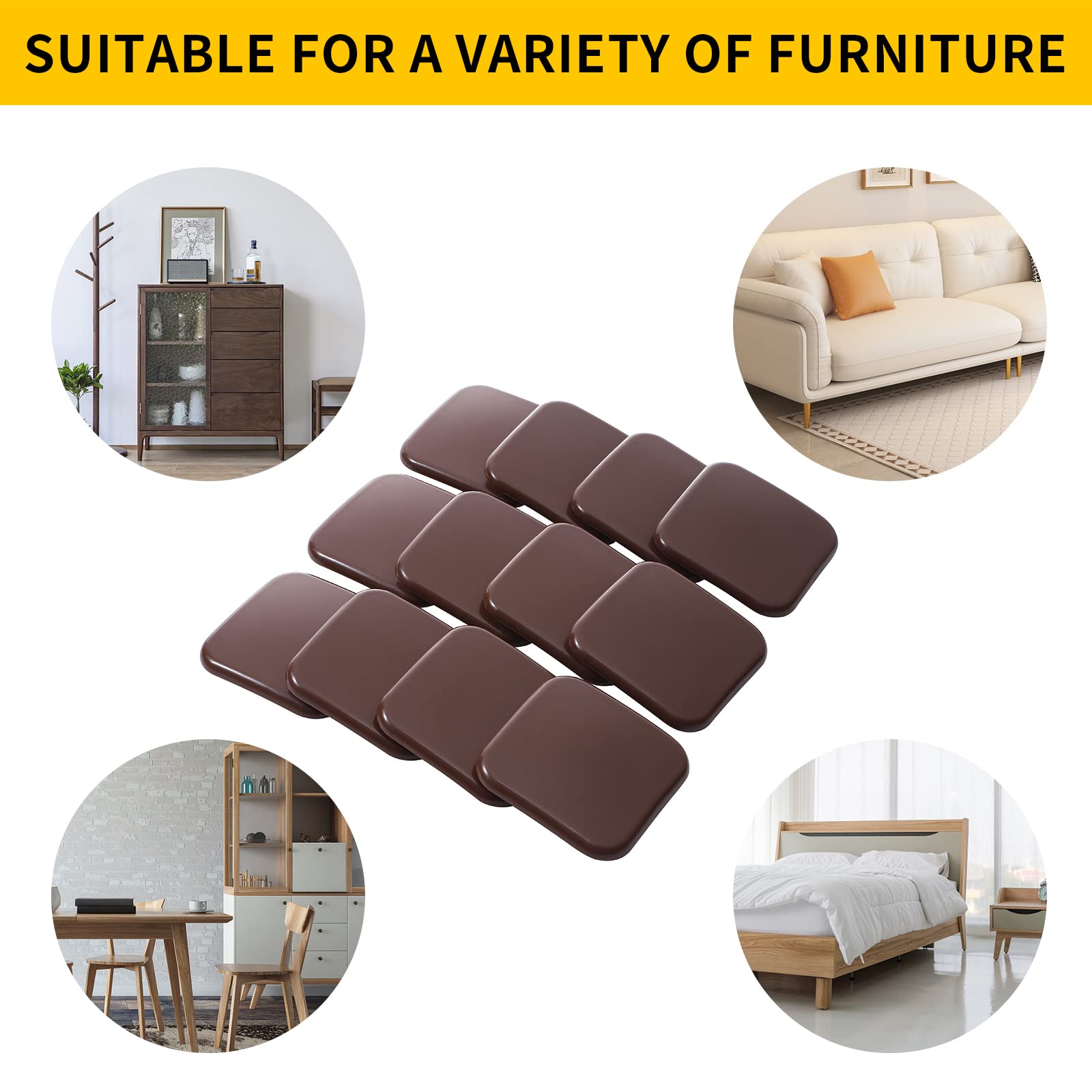 3 Inch Heavy-Duty Furniture Sliders - 12 Pack for Moving Couches & Heavy Furniture on Carpet - Protect Floors & Easily Slide Furniture - Perfect for Living Room, Bedroom & Office Relocation