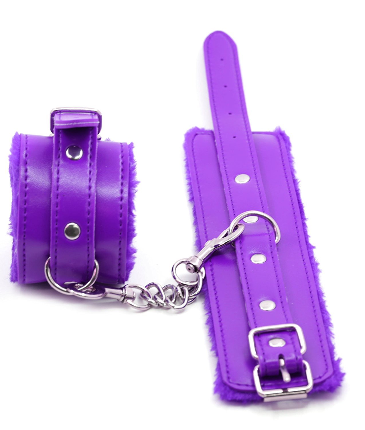 Soft Velvet Blindfold Eye Mask & Faux Leather Handcuffs Set for Sensual Play - Purple | Romantic Couples Gift, BDSM Accessories, Bedroom Bondage Gear