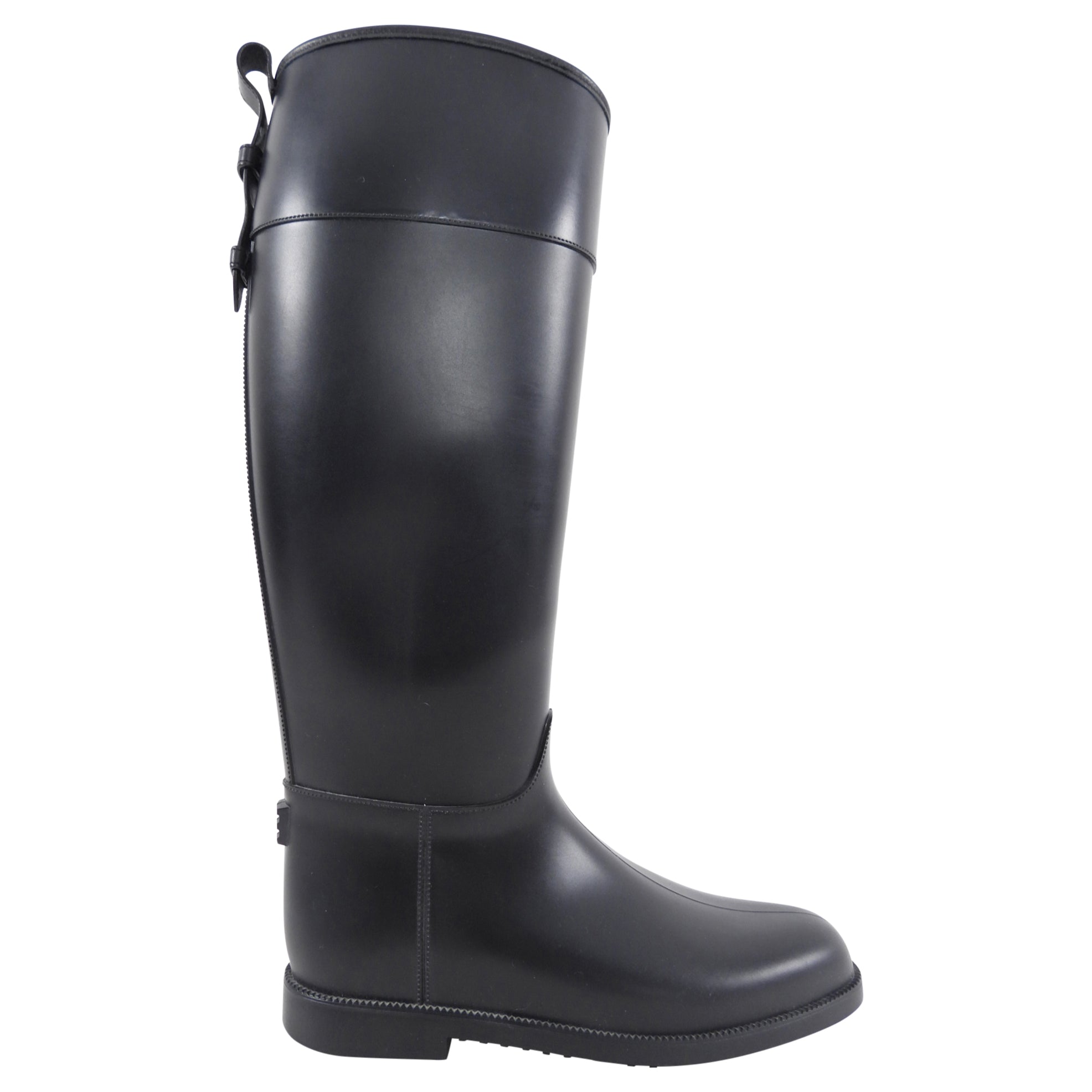 Burberry Black Rubber Riding Boots - Size 39 / 8.5 - Waterproof Equestrian Boots for Women, Perfect for Horseback Riding & Outdoor Adventures