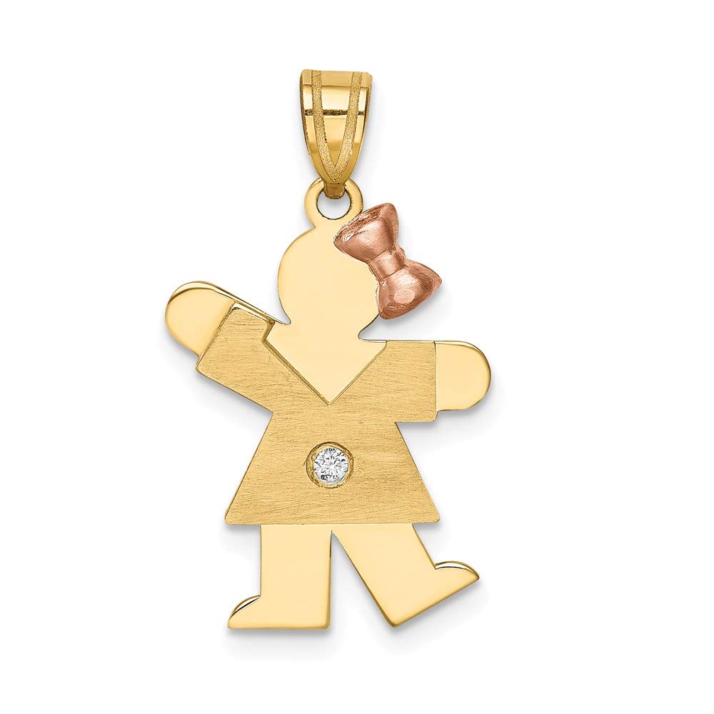 14K Yellow & White Gold Two-Tone Diamond Kids Pendant Charm - 23mm x 14mm (0.015 CTTW) - Perfect Gift for Birthdays, Baptisms & Special Occasions