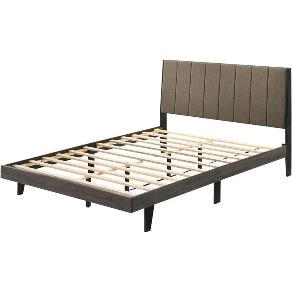 Acme Valdemar Solid Wood Queen Bed Frame in Brown & Weathered Gray - Perfect for Master Bedroom, Guest Room & Farmhouse Style Decor