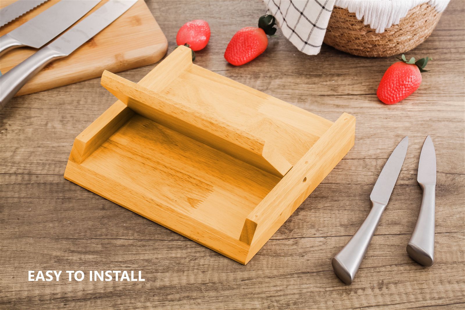 Premium Natural Bamboo Magnetic Knife Holder - Strong Magnetic Knife Block for Kitchen Organization | Perfect for Countertop Storage & Knife Display in Modern Kitchens