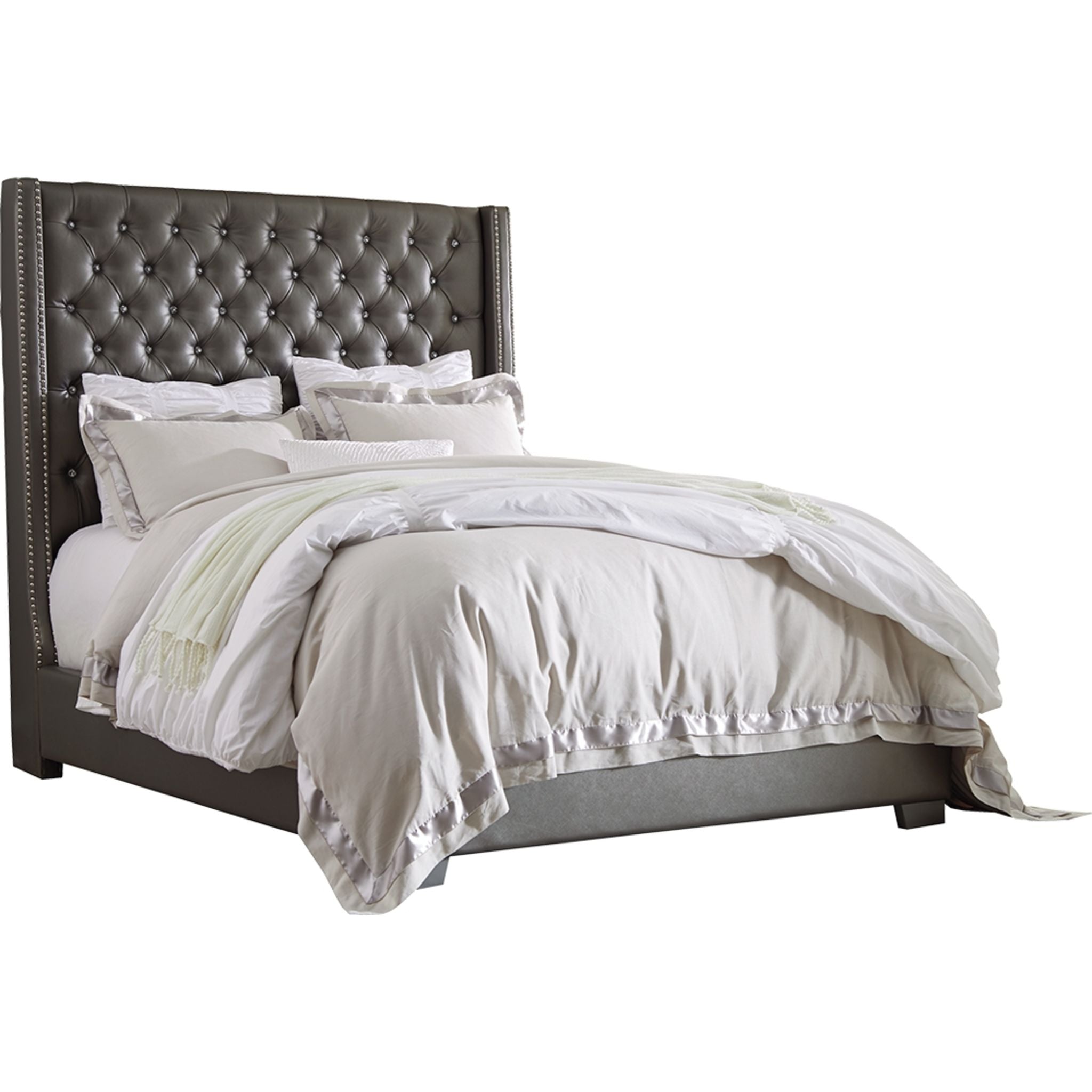 Coralayne 5-Piece Upholstered Bedroom Set - Queen Size Bed Frame, Nightstand, Dresser & Mirror - Modern Luxury Bedroom Furniture for Master Bedroom & Guest Room Decor