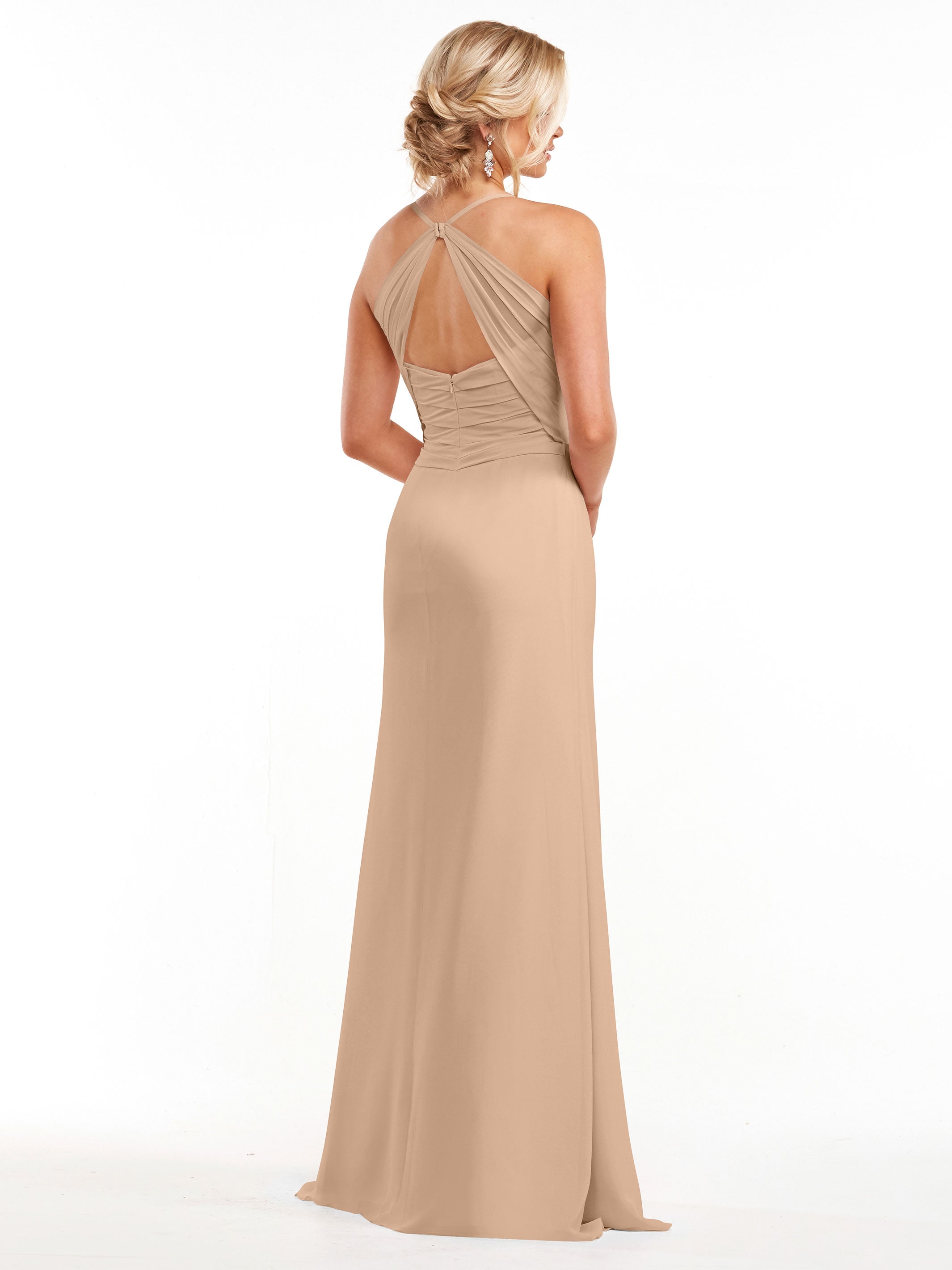 Elegant A-Line Chiffon Bridesmaid Dress with High Slit - Perfect for Weddings, Formal Events & Evening Parties